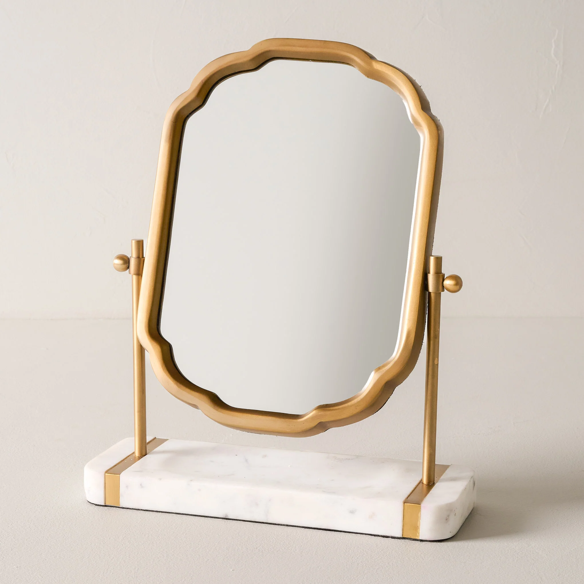 Antique Brass and Marble Vanity Mirror - Image 3