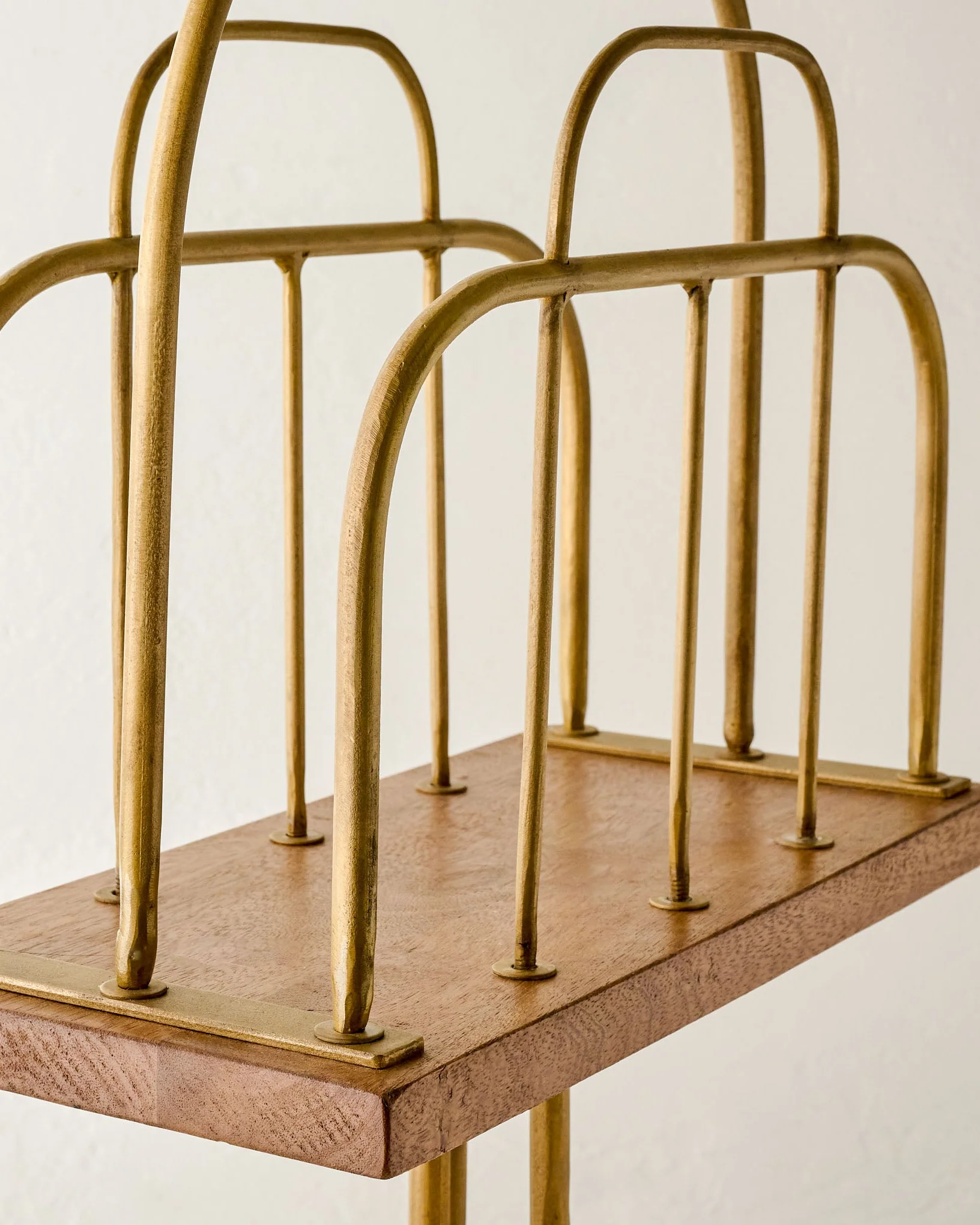 Antique Brass and Wood Media Stand - Image 4