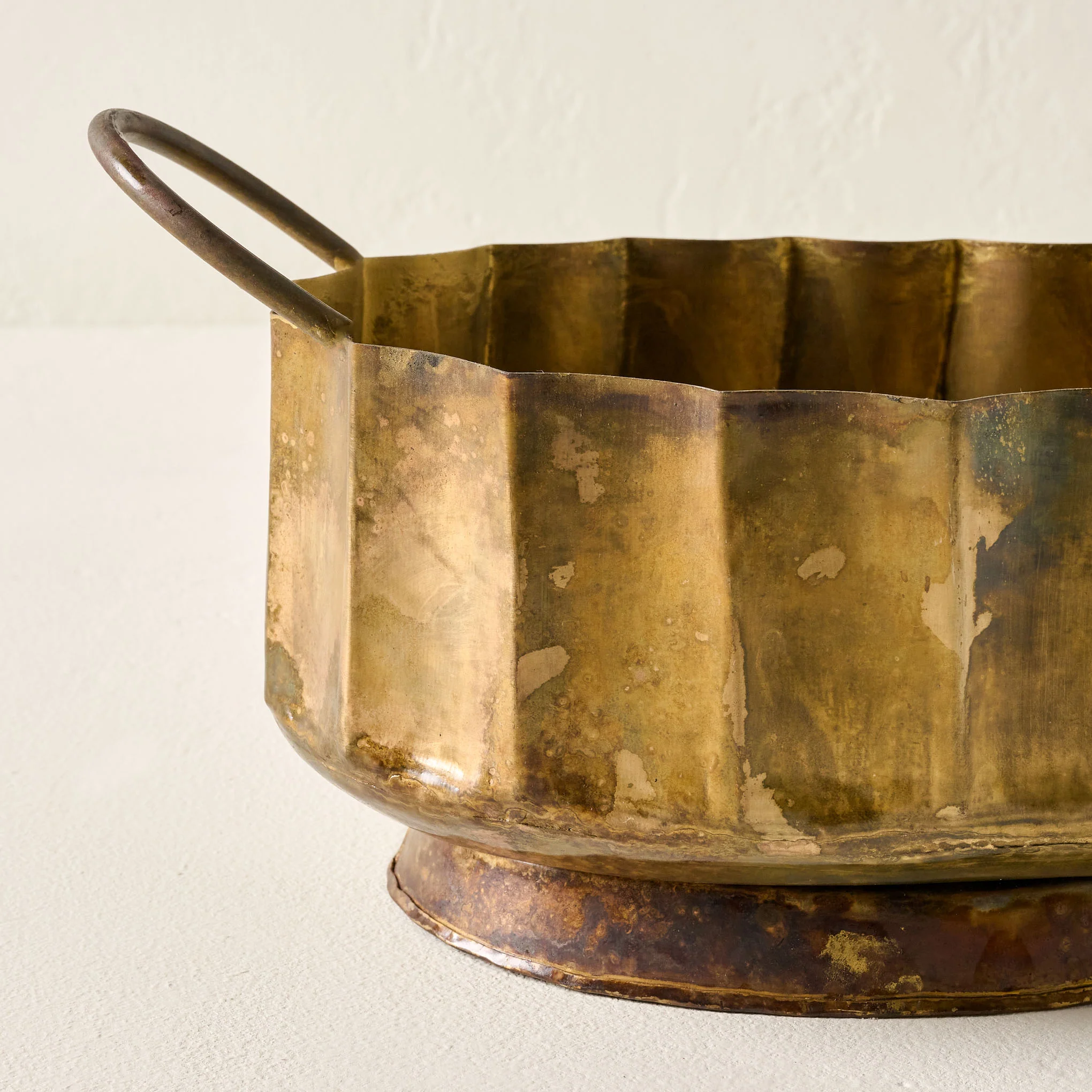 Antique Brass Planter with Handles - Image 2