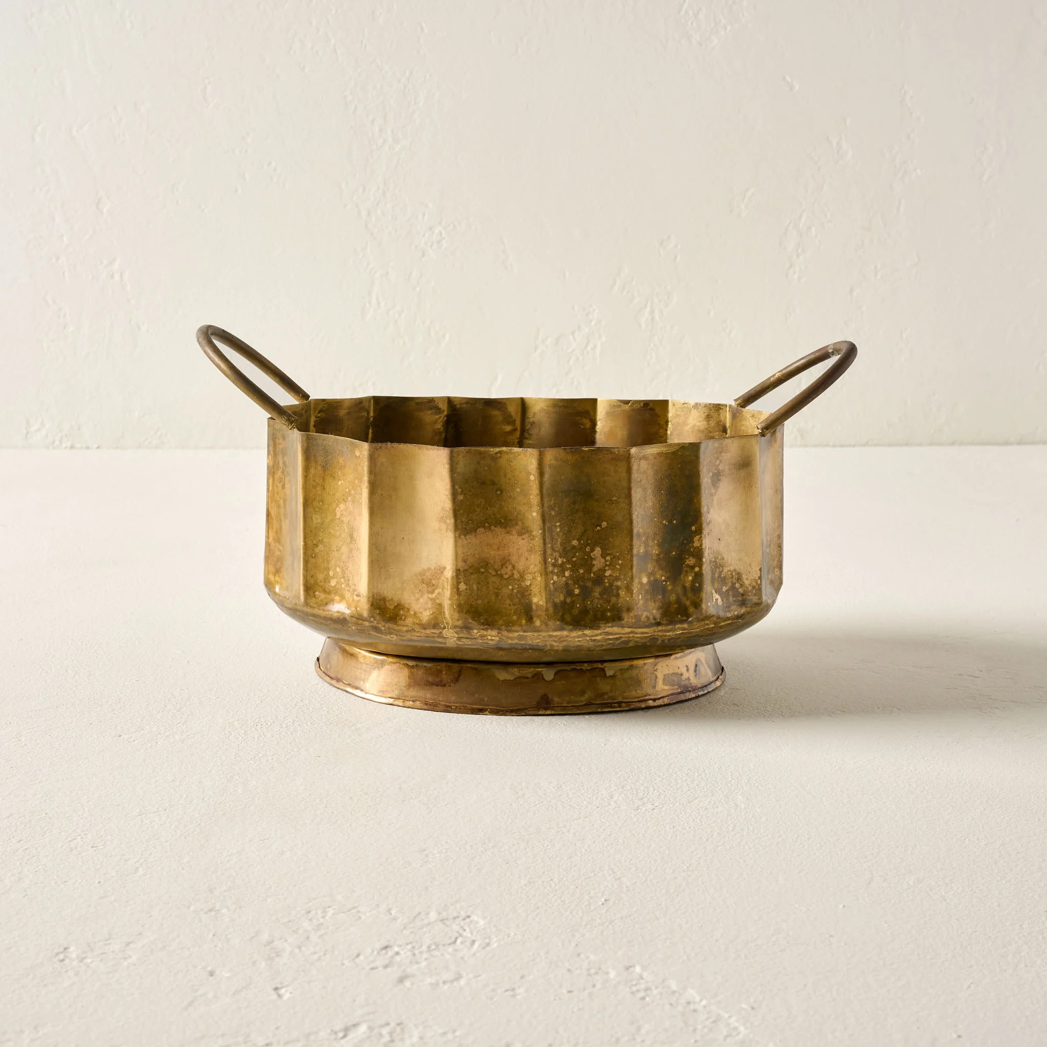 Antique Brass Planter with Handles - Image 3