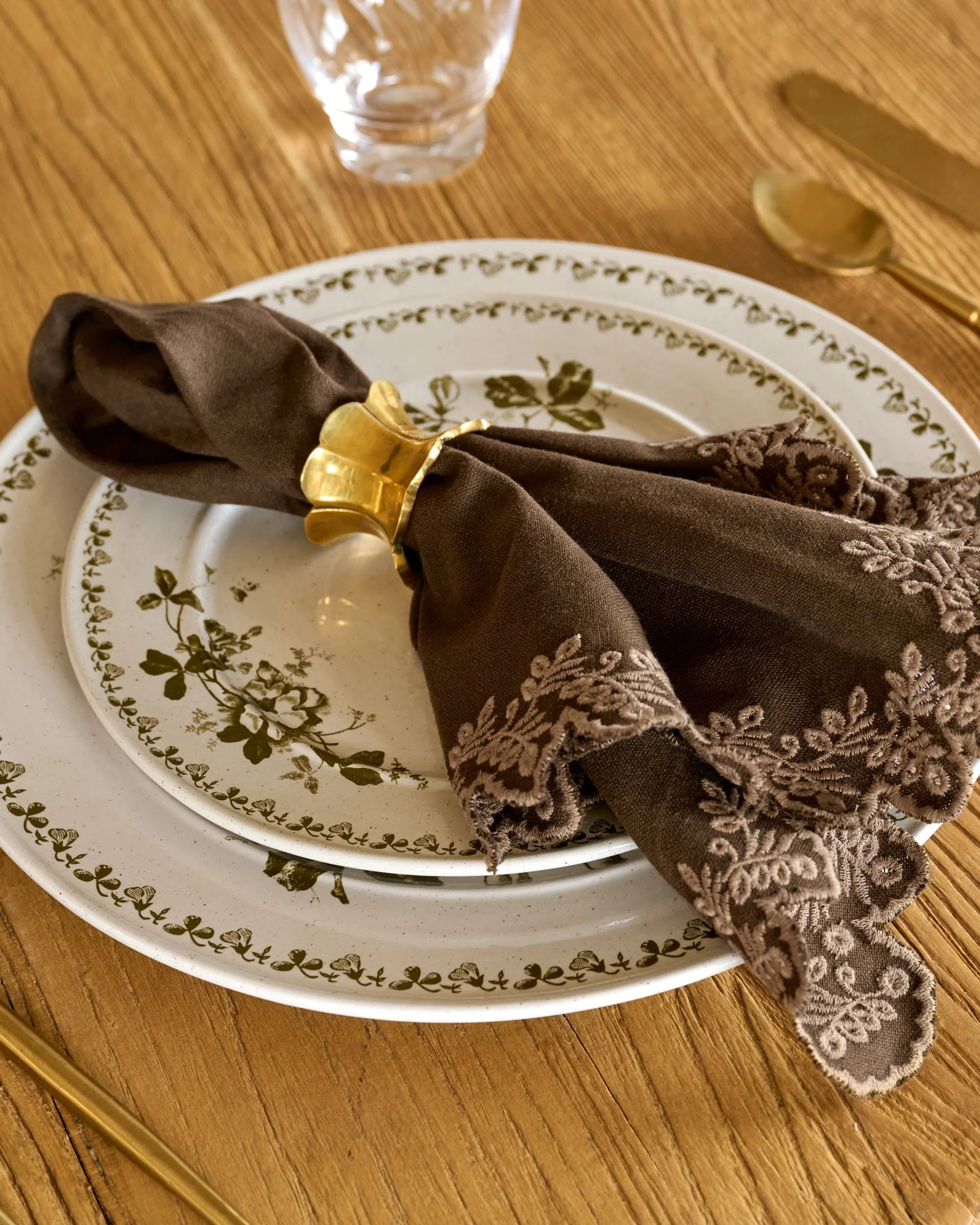 Antique Brass Ruffle Napkin Ring Set of Four - Image 5