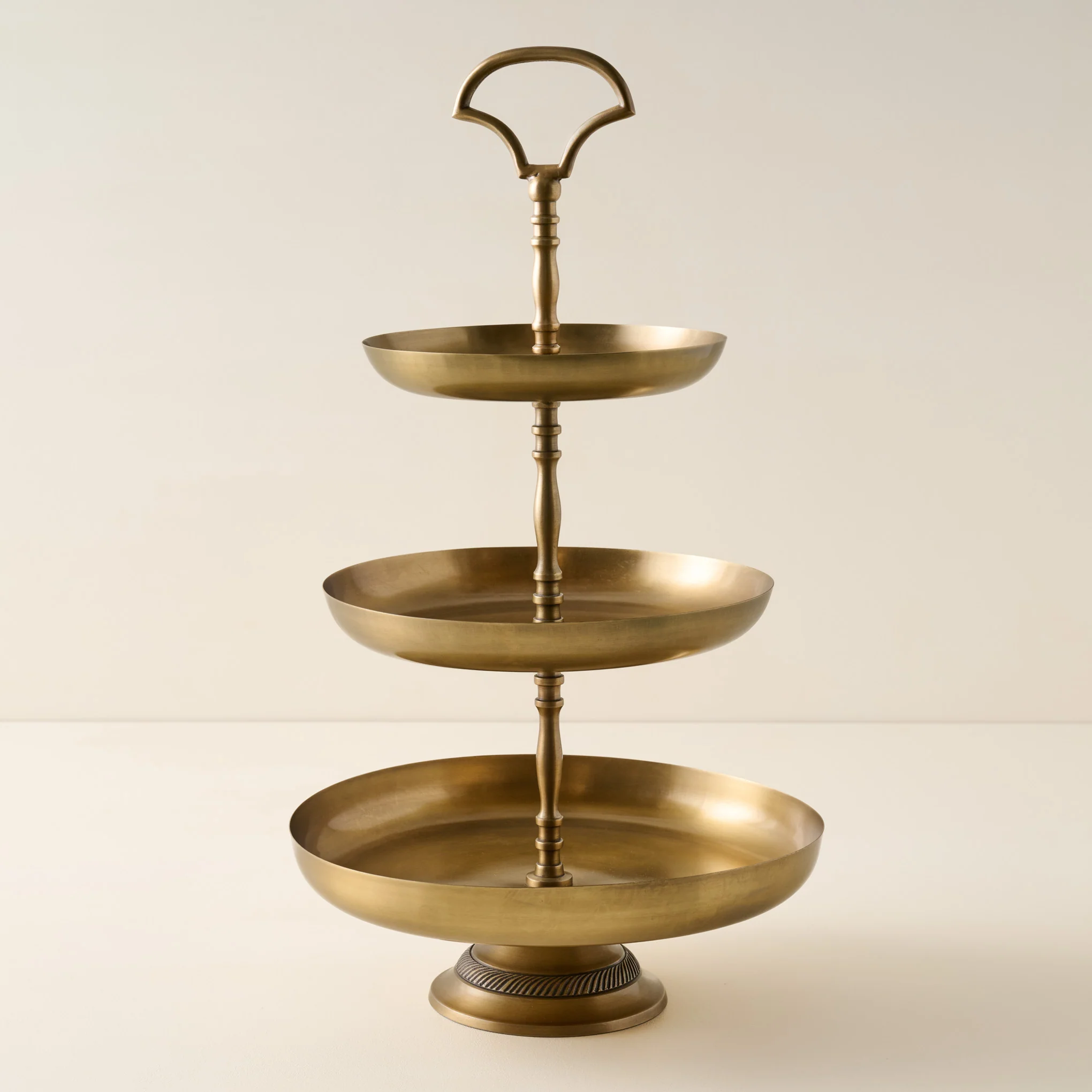 Antique Brass Tiered Serving Stand - Image 2