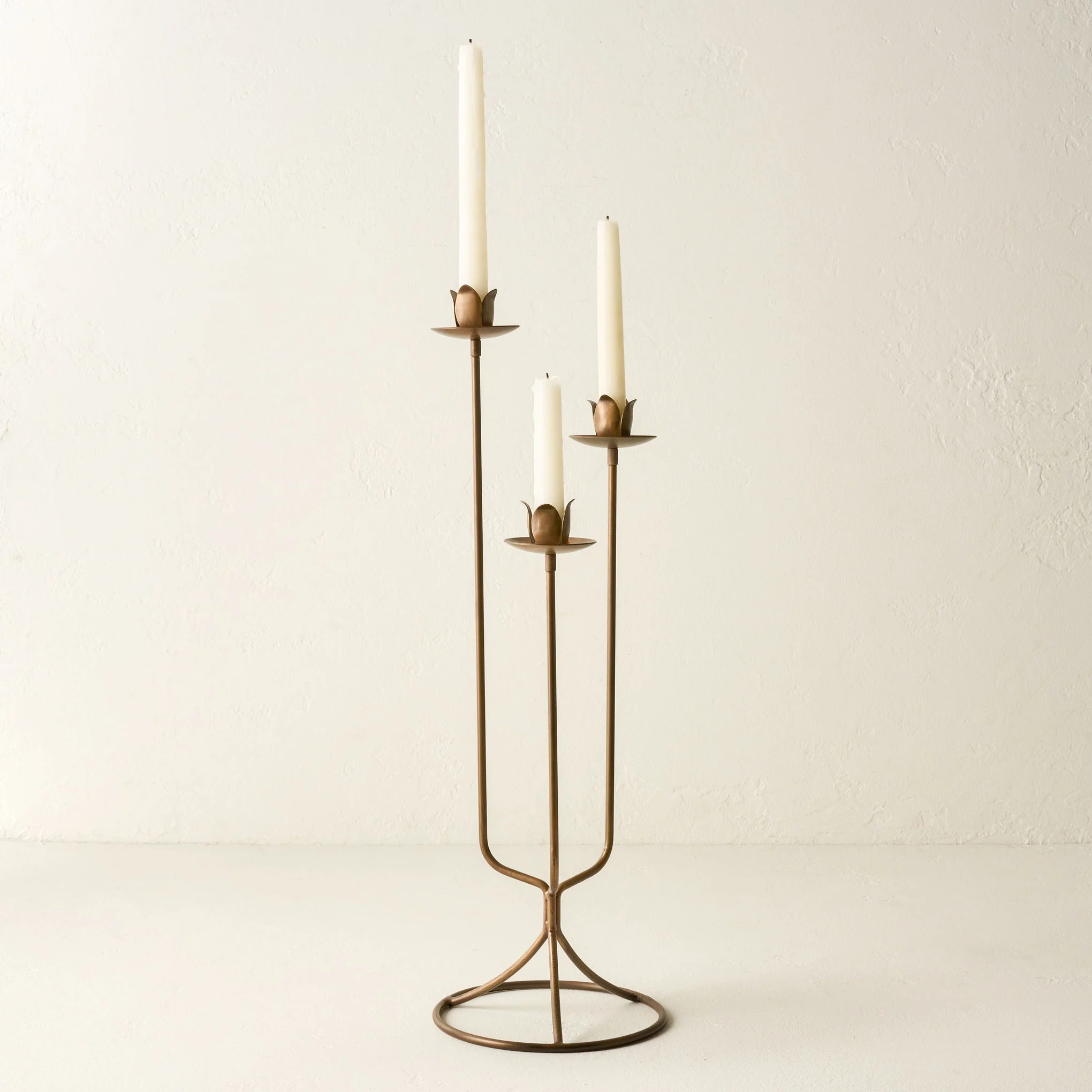 Antique Brass Tulip Taper Holder