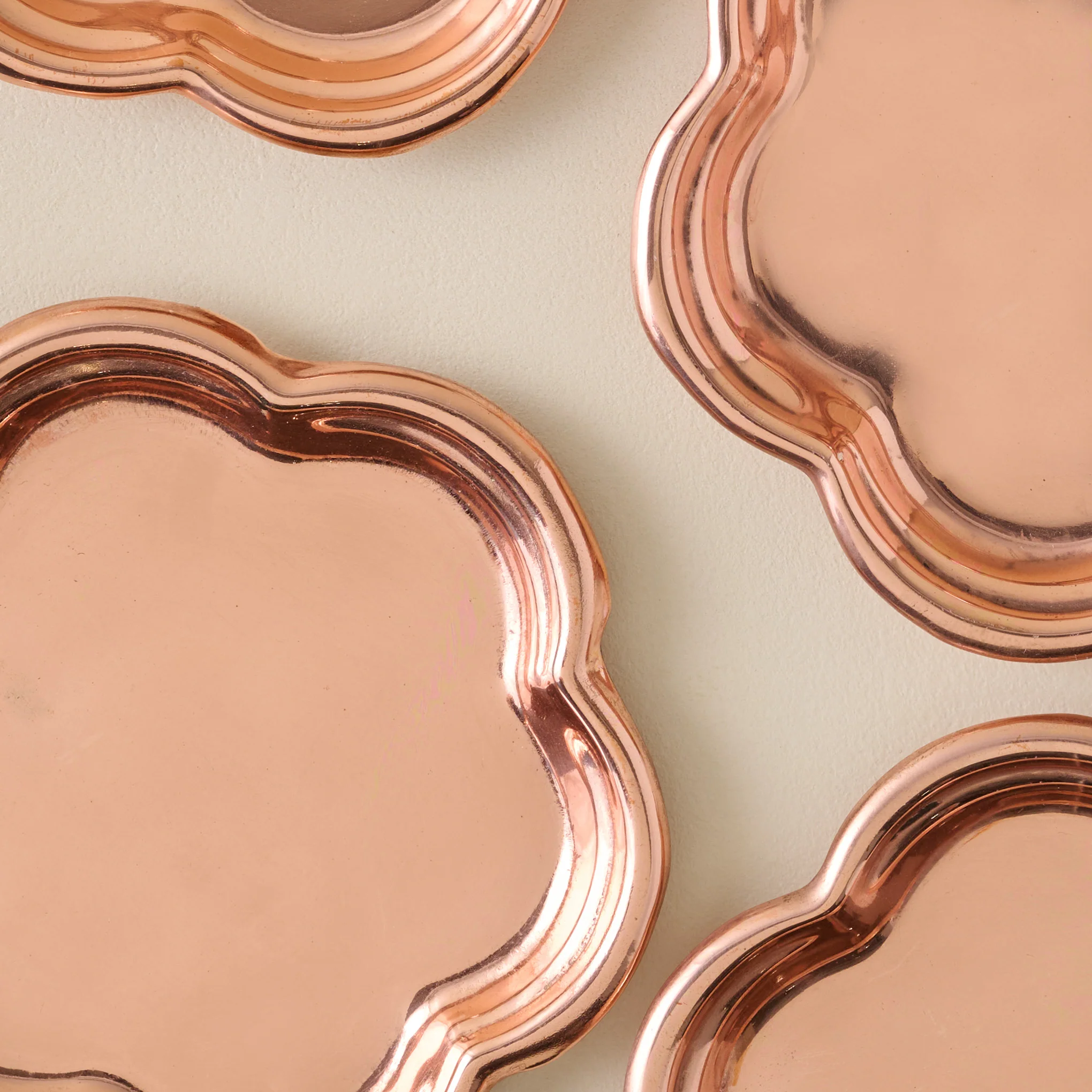 Antique Copper Scalloped Coaster Set of Four - Image 2