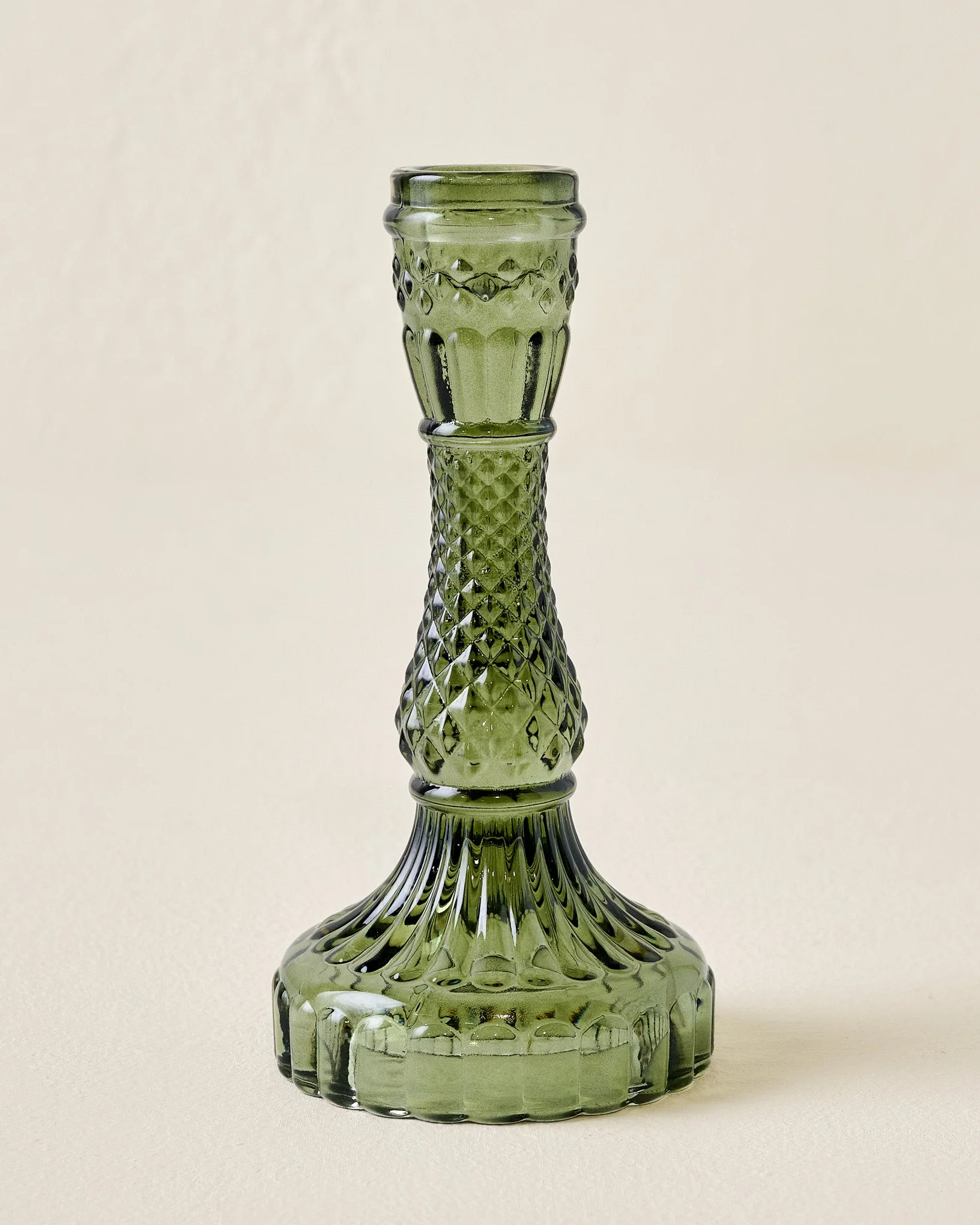 Antique Green Glass Taper Holder - Image 3