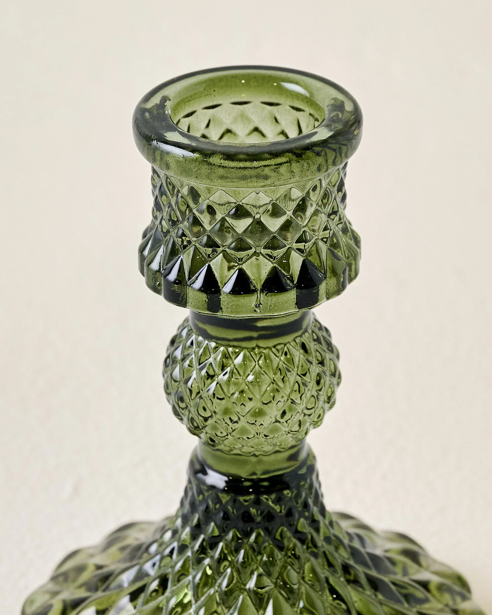 Antique Green Glass Taper Holder - Image 5