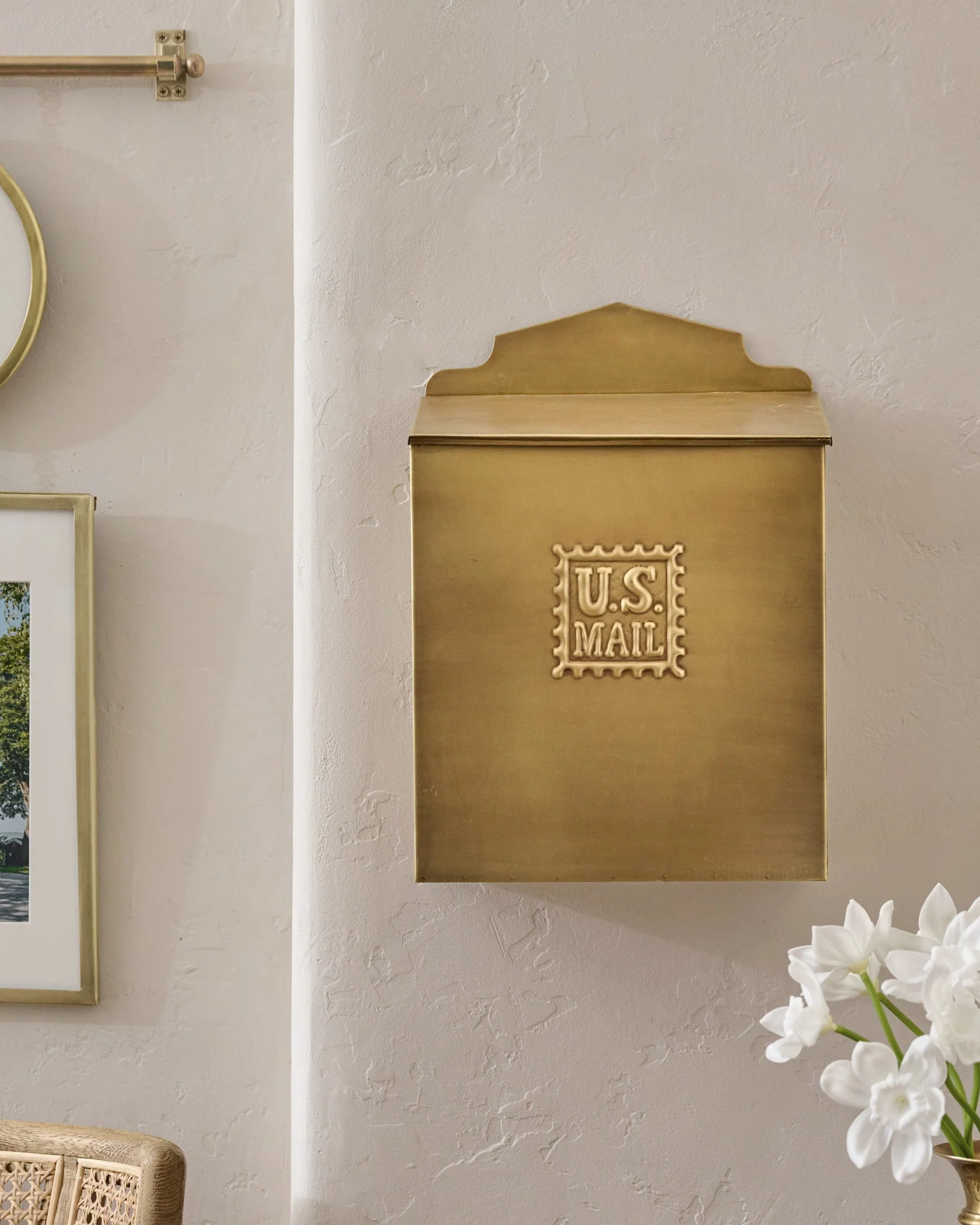 Antique Inspired Brass Mail Box - Image 2
