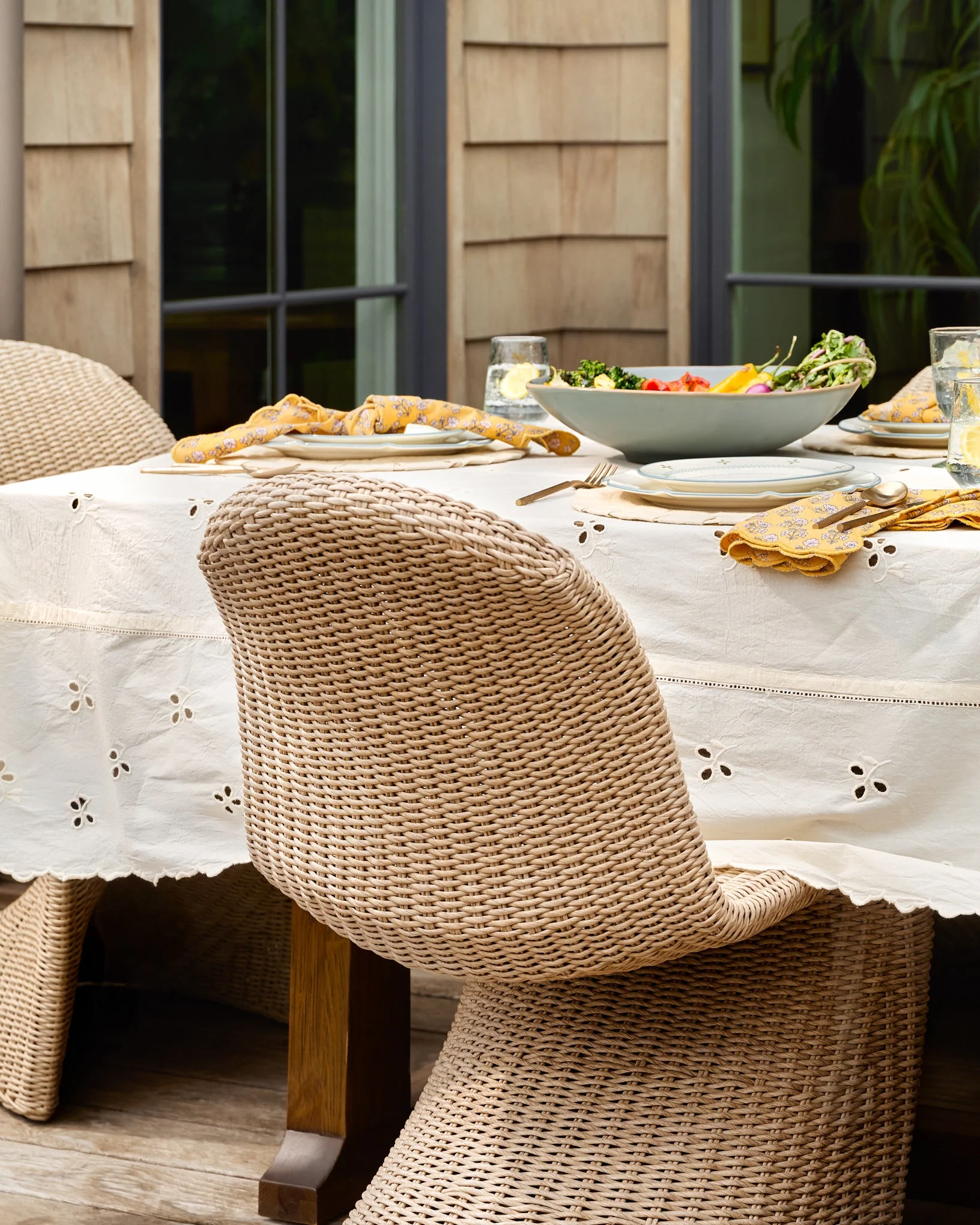 Antique White Eyelet Tablecloth - Image 2