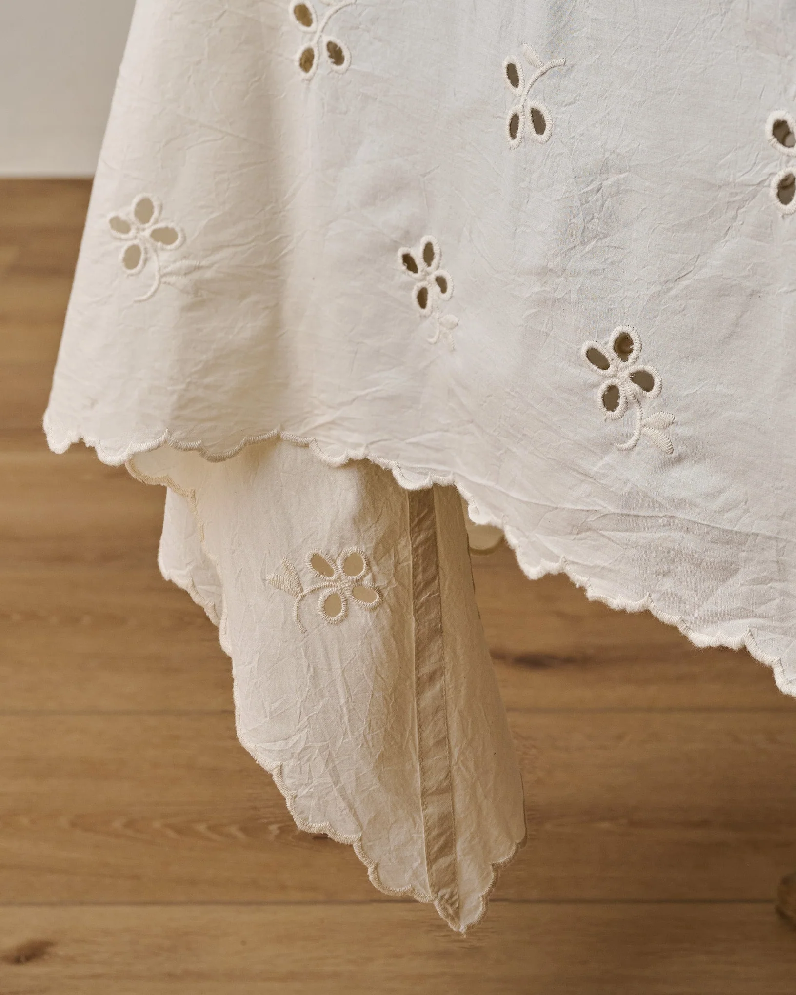 Antique White Eyelet Tablecloth - Image 4