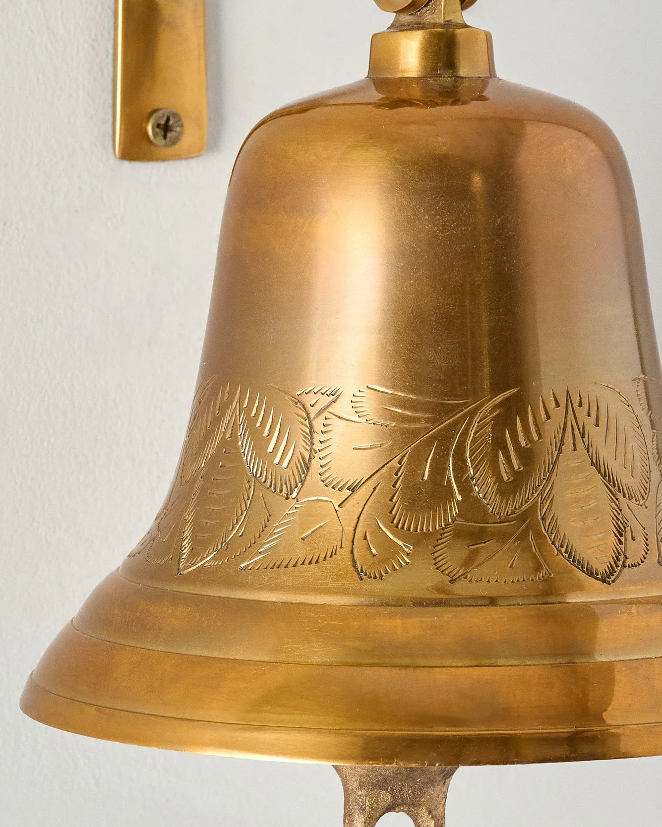 Polished Brass Etched Wall Bell - Image 2