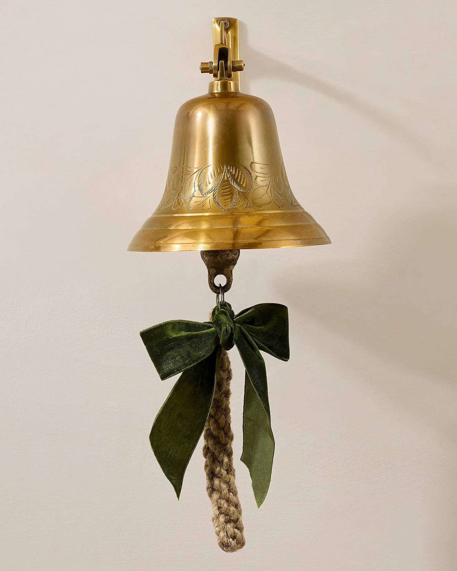 Polished Brass Etched Wall Bell - Image 3