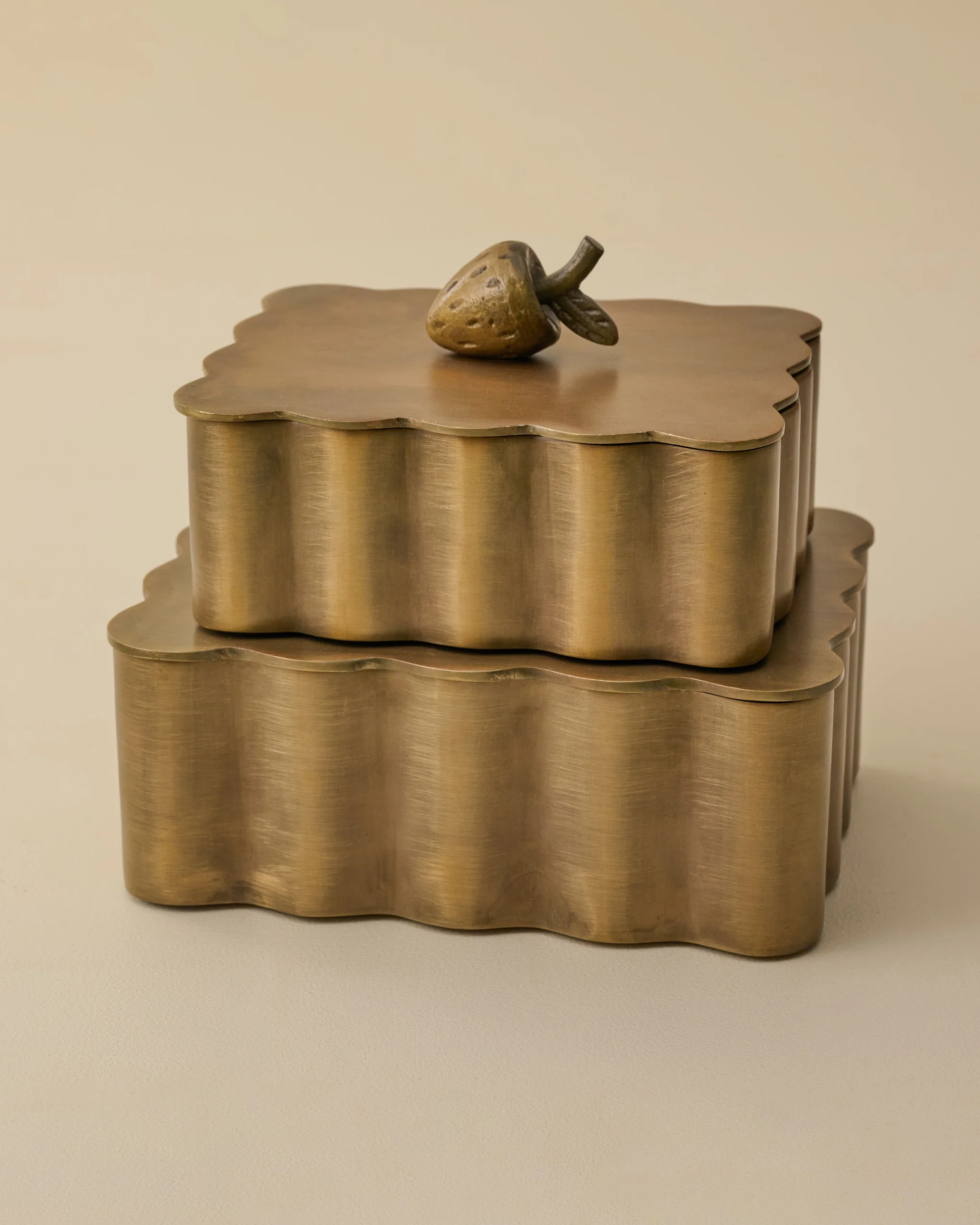 Antiqued Brass Scalloped Box