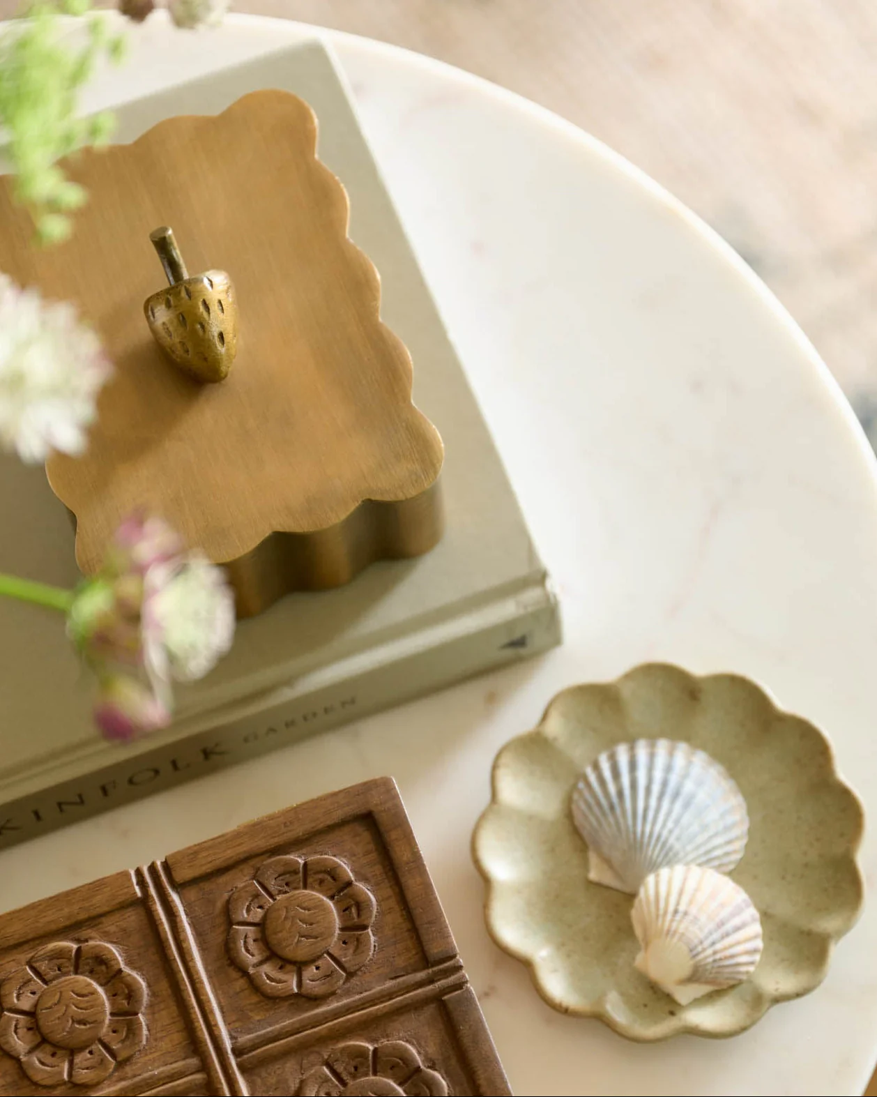 Antiqued Brass Scalloped Box - Image 2