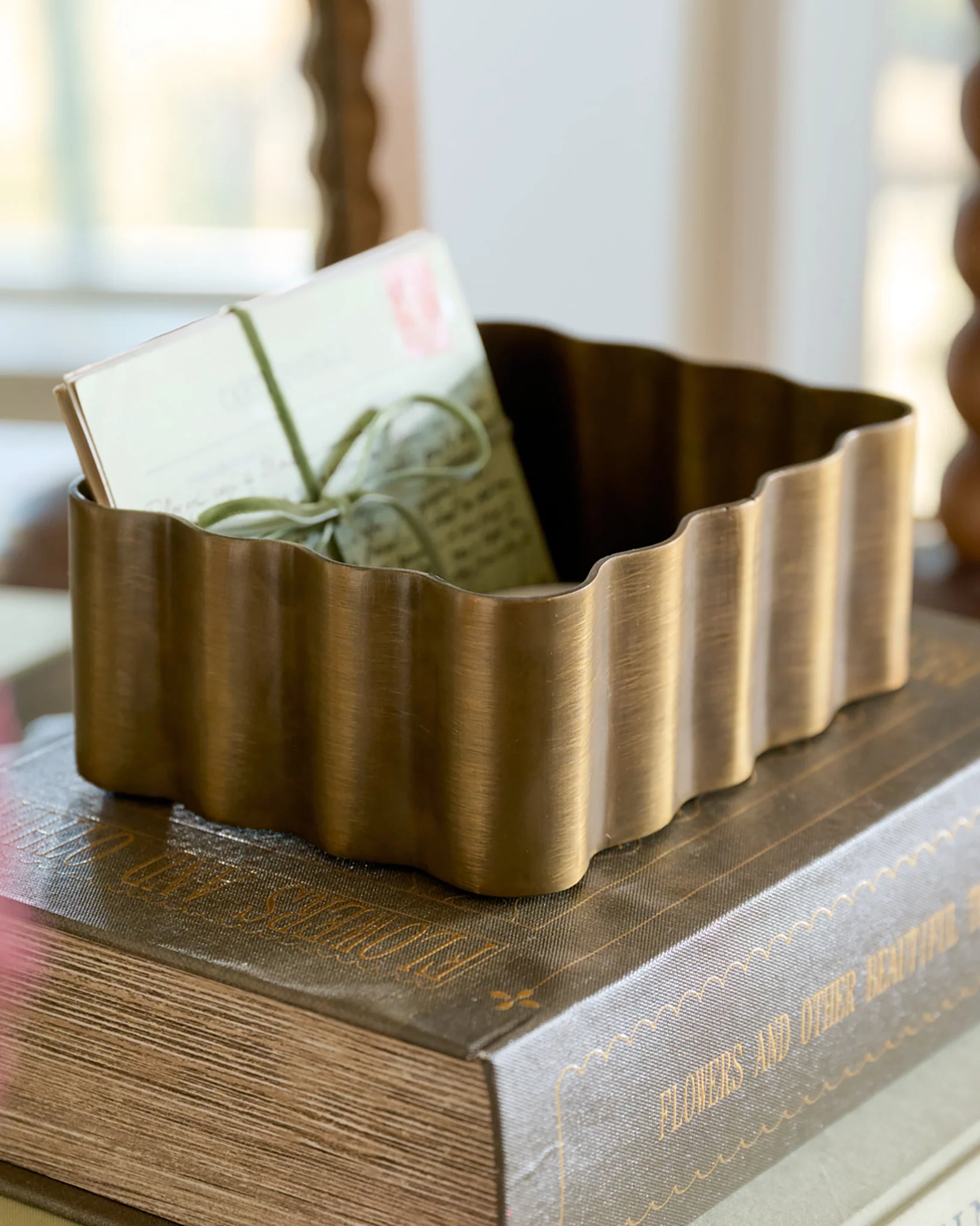 Antiqued Brass Scalloped Box - Image 7