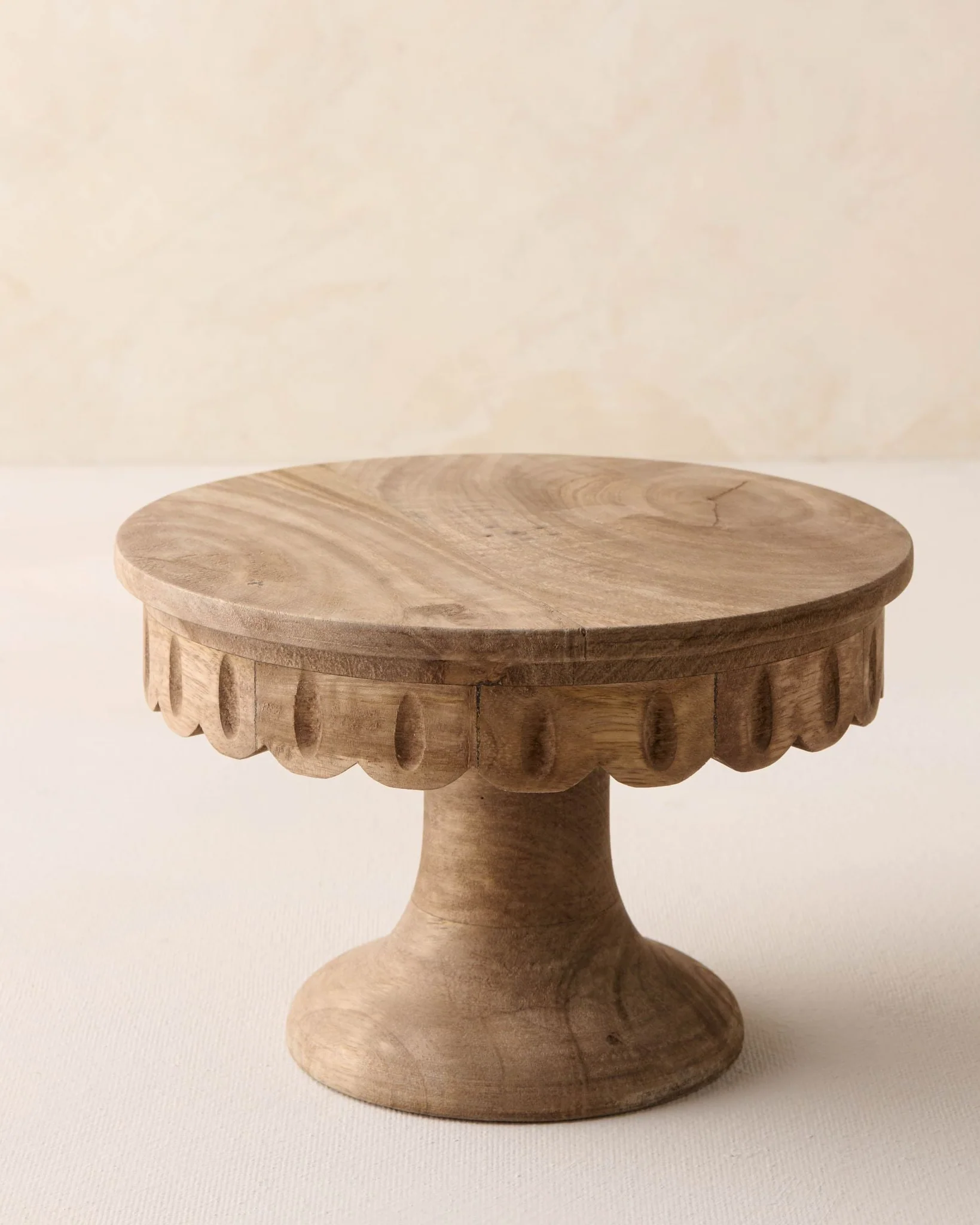 Antiqued Wood Scalloped Cake Stand - Image 2