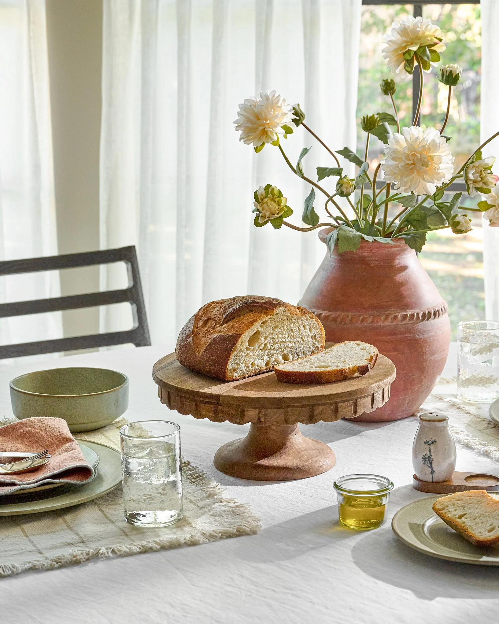Antiqued Wood Scalloped Cake Stand - Image 3