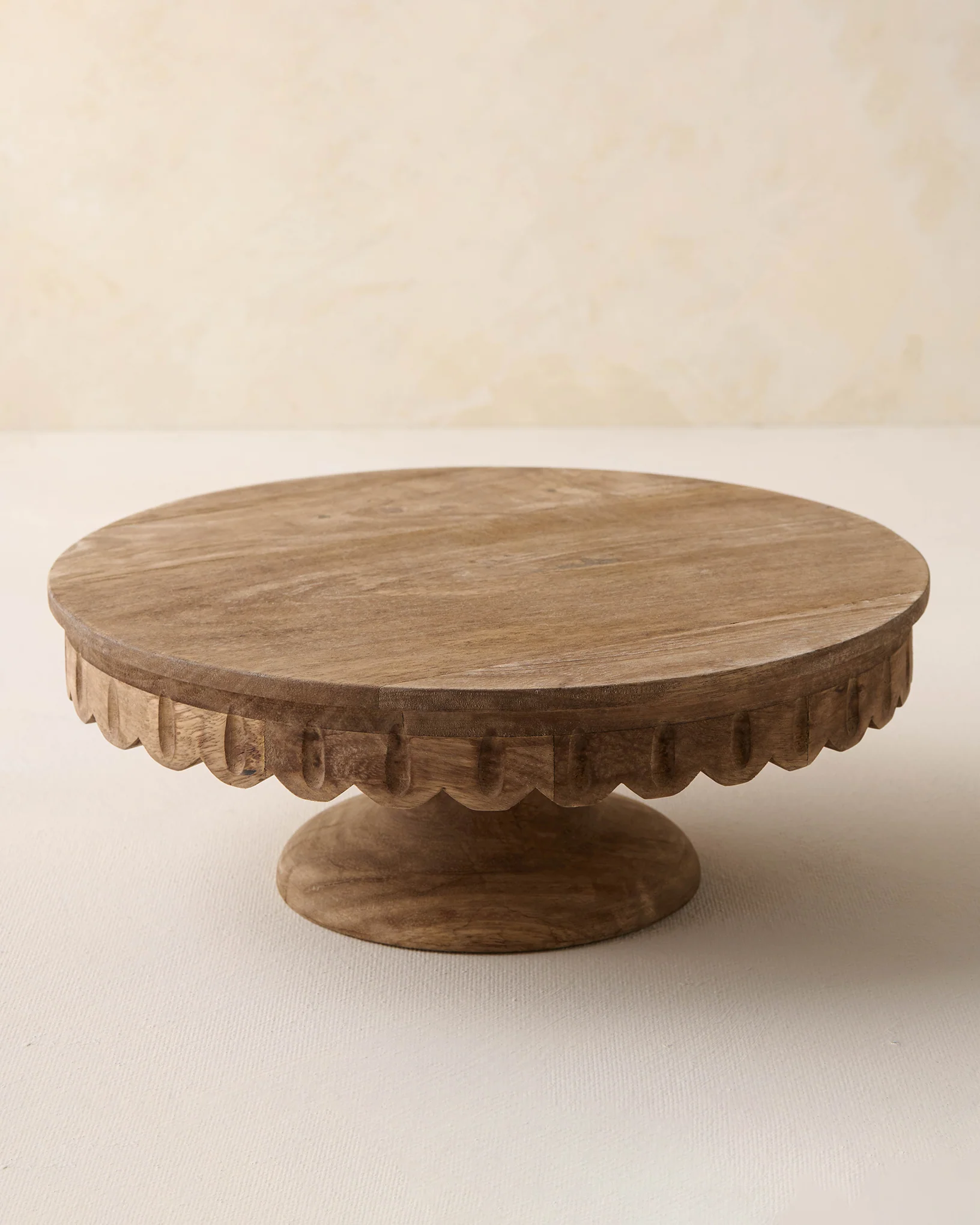 Antiqued Wood Scalloped Cake Stand - Image 4