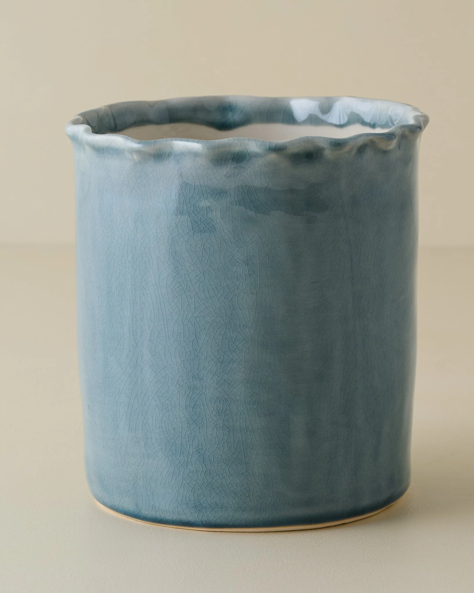 Blue Scalloped Utensil Crock