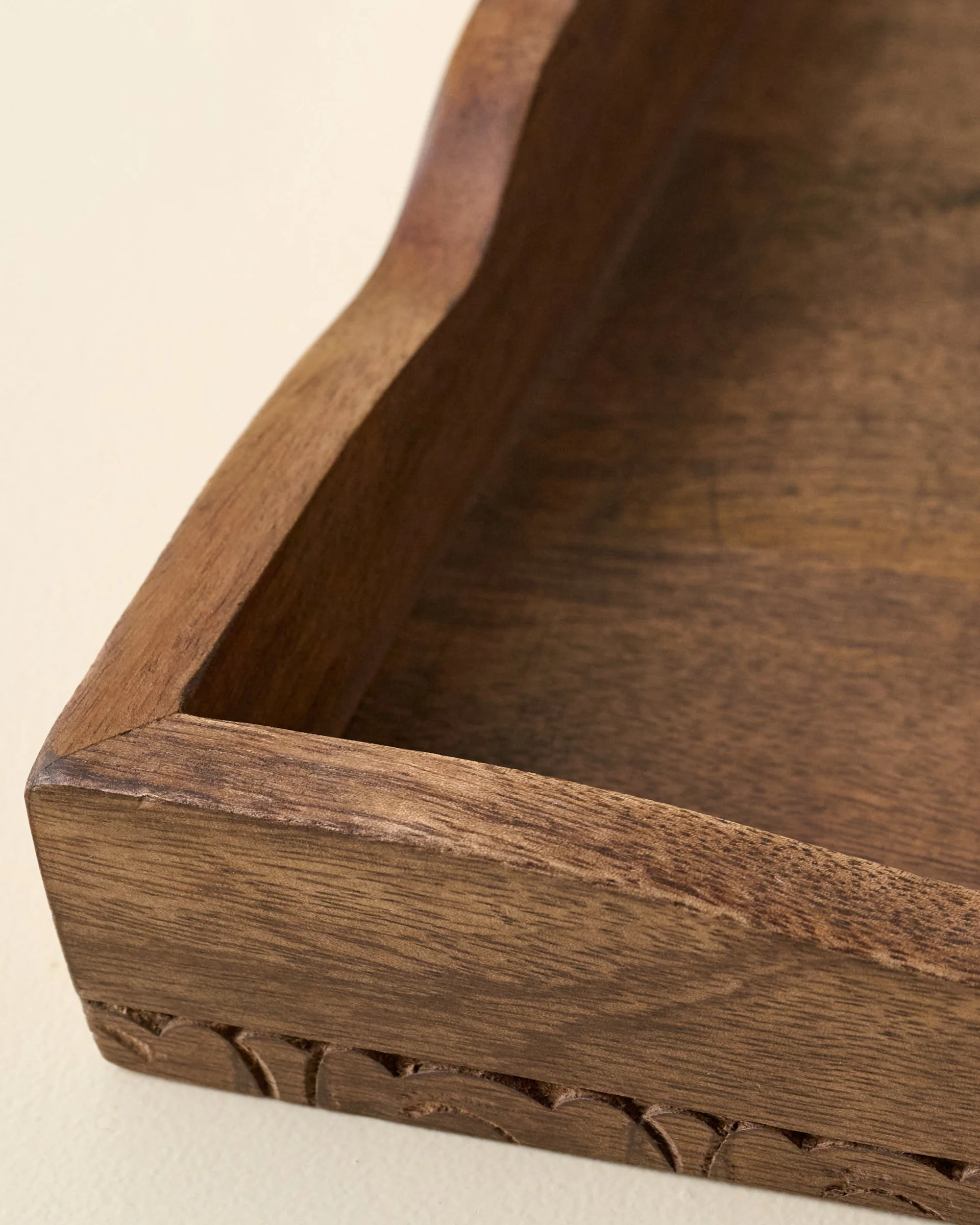 Caroline Carved Wood Scalloped Tray - Image 2