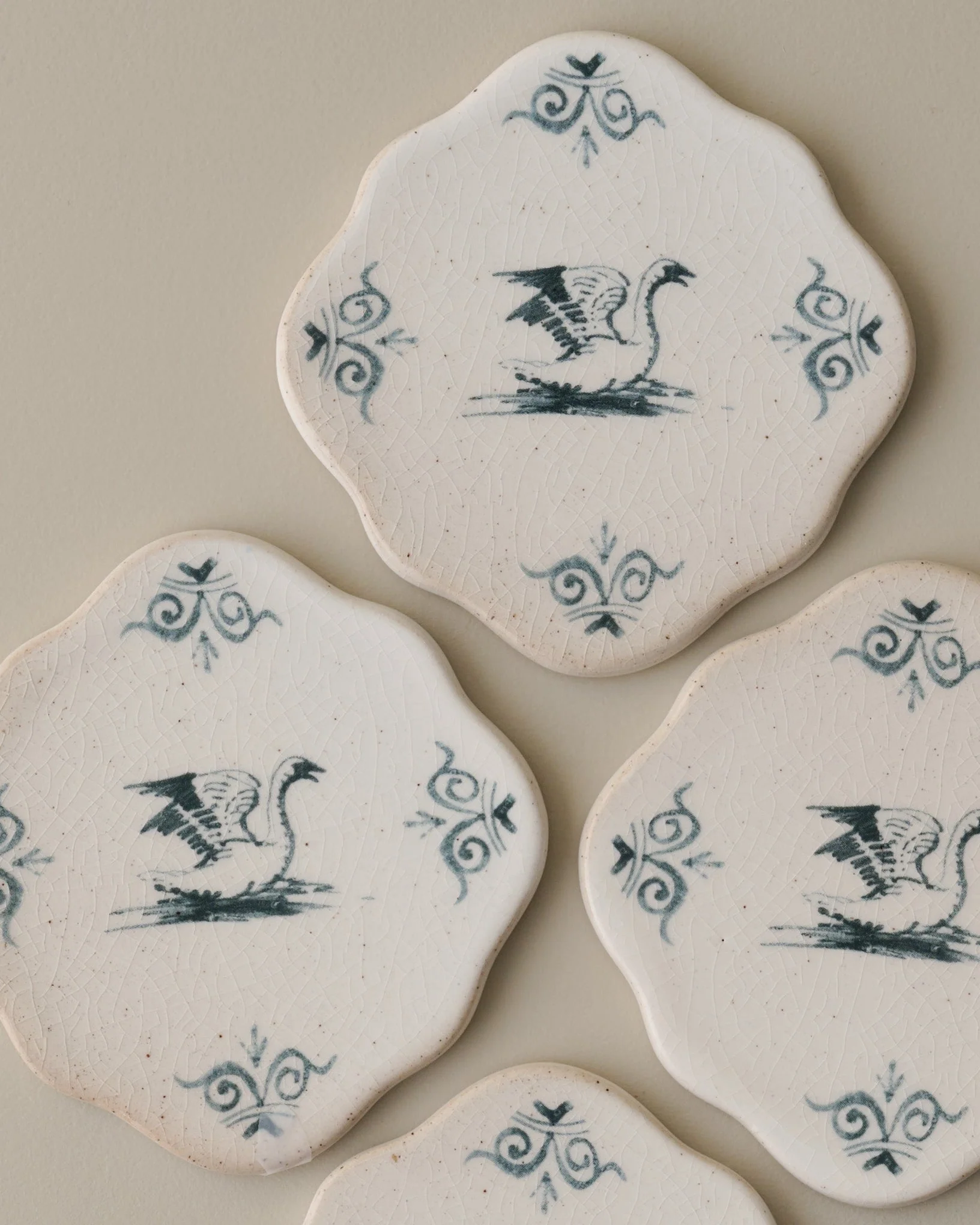 Ceramic Swan Coaster set of Four - Image 3