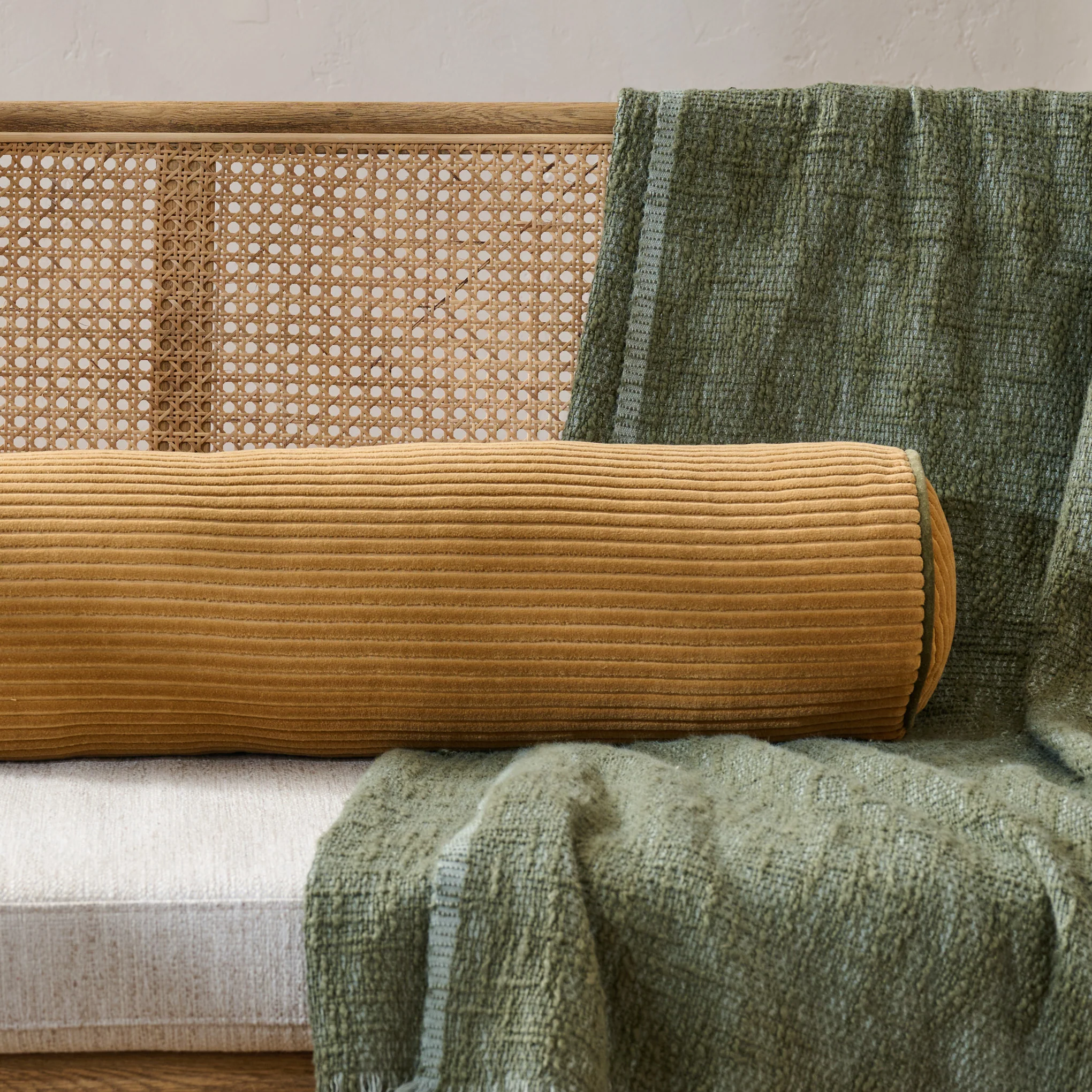 Channeled Velvet Bolster Pillow - Image 2