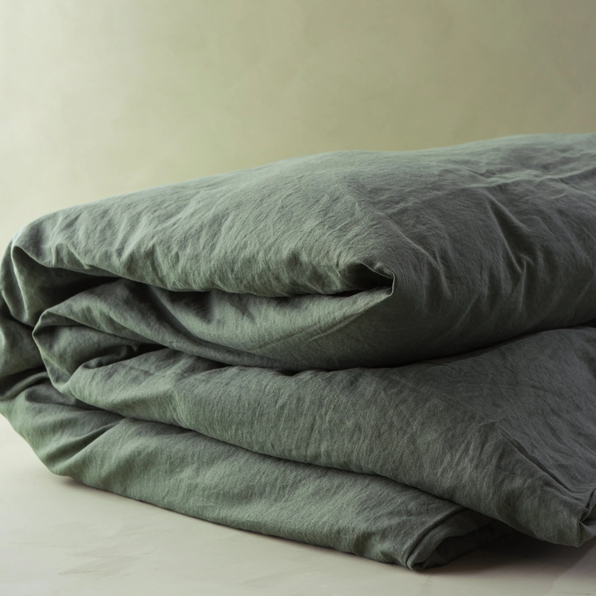 Dusty Green Linen Cotton Duvet Cover - Image 4
