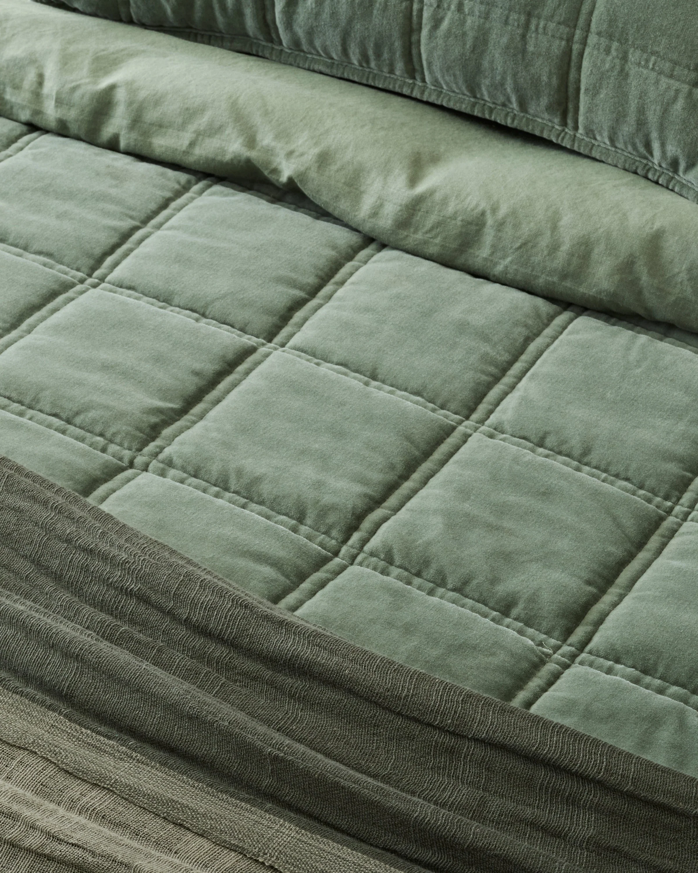 Weekend Velvet Quilt - Dusty Green - Image 5