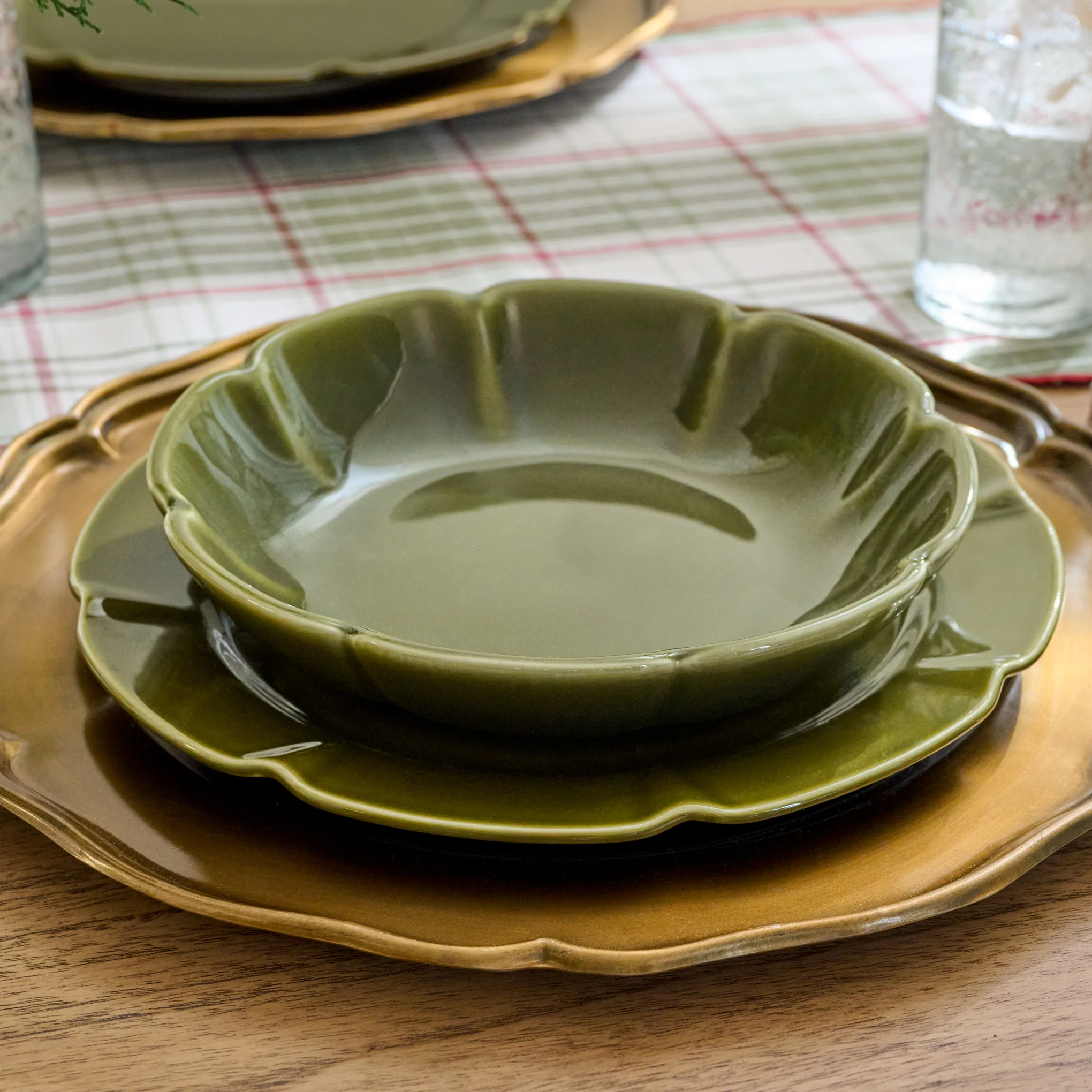 Fern Green Luna Scalloped Pasta Bowl - Image 2