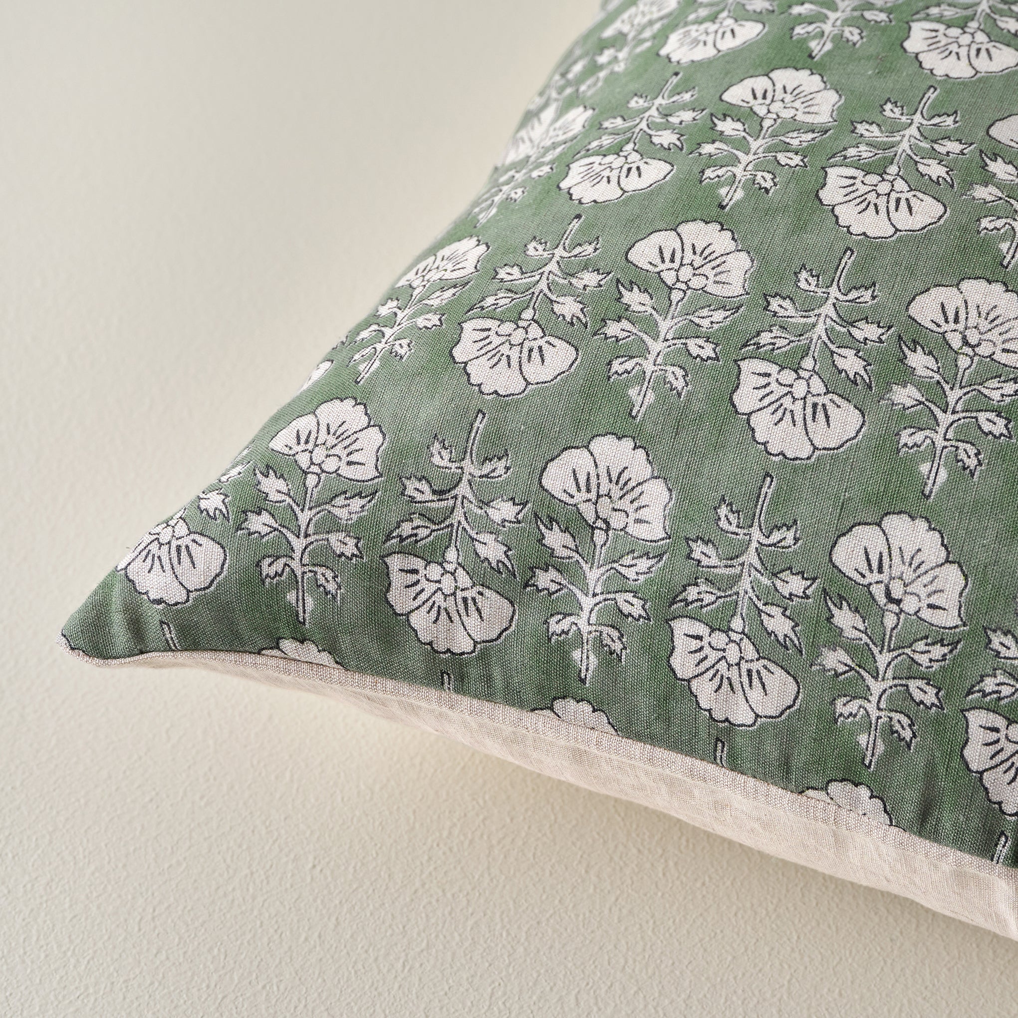 Flora Dusty Green Printed Pillow - Image 3