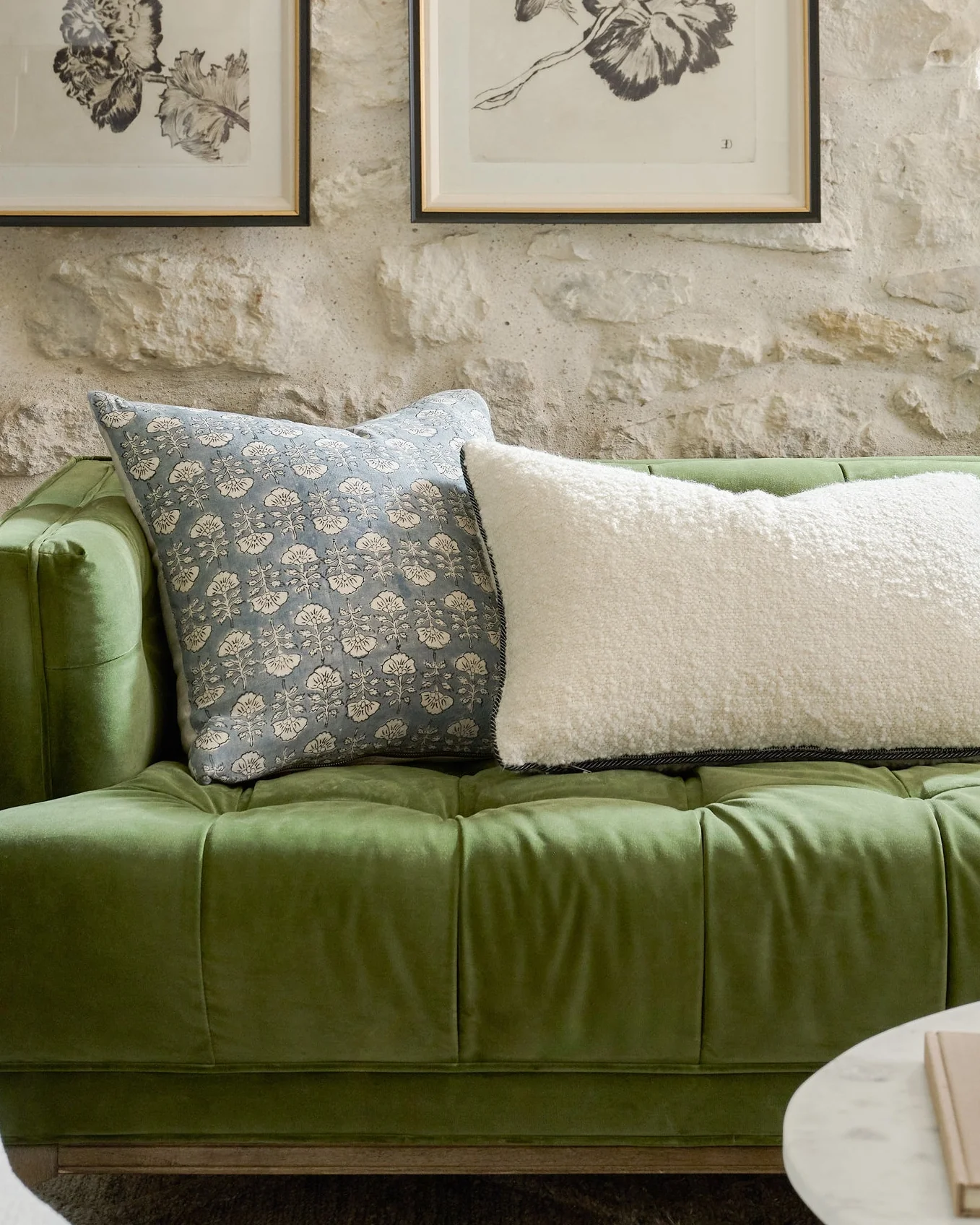 Flora Silver Blue Printed Pillow - Image 3
