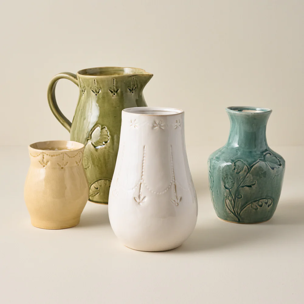 Floral Glazed Ceramic Pitcher Vase - Image 5