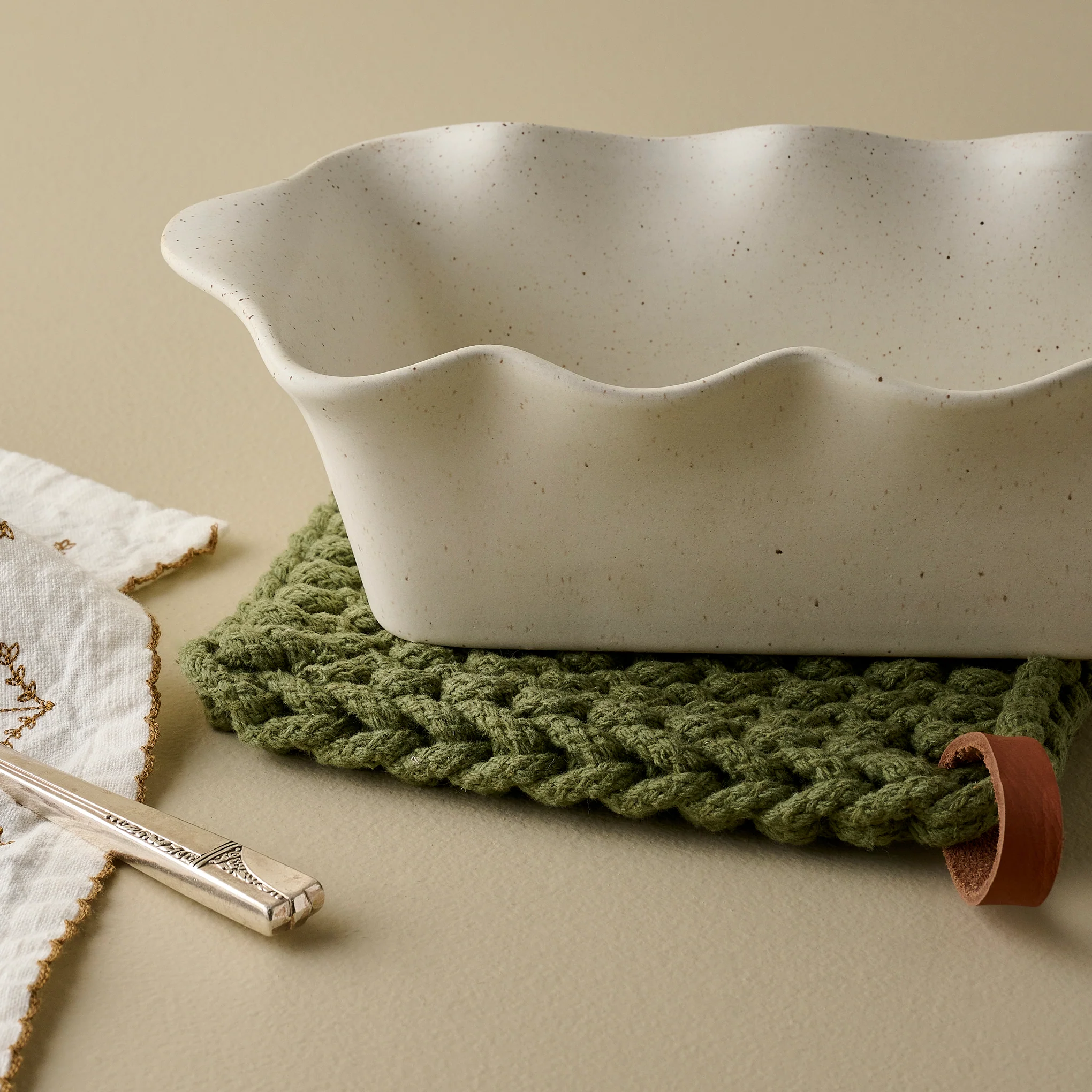French White Scalloped Loaf Pan