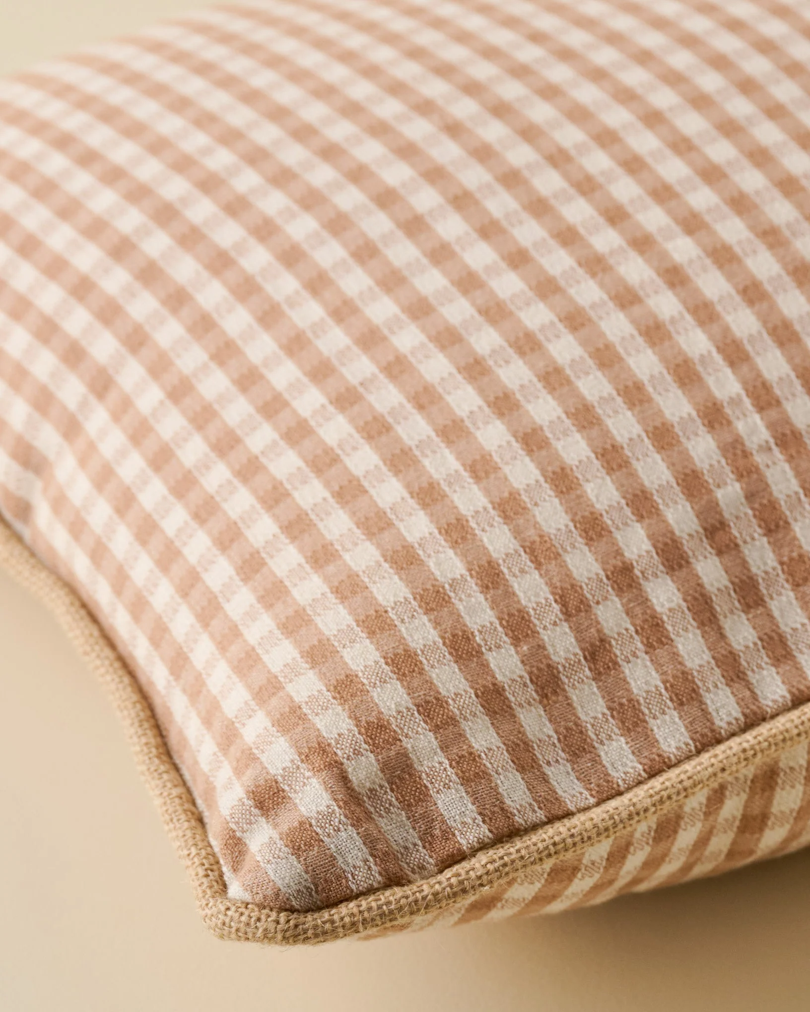Gingham Small Lumbar Pillow - Toast - Image 3