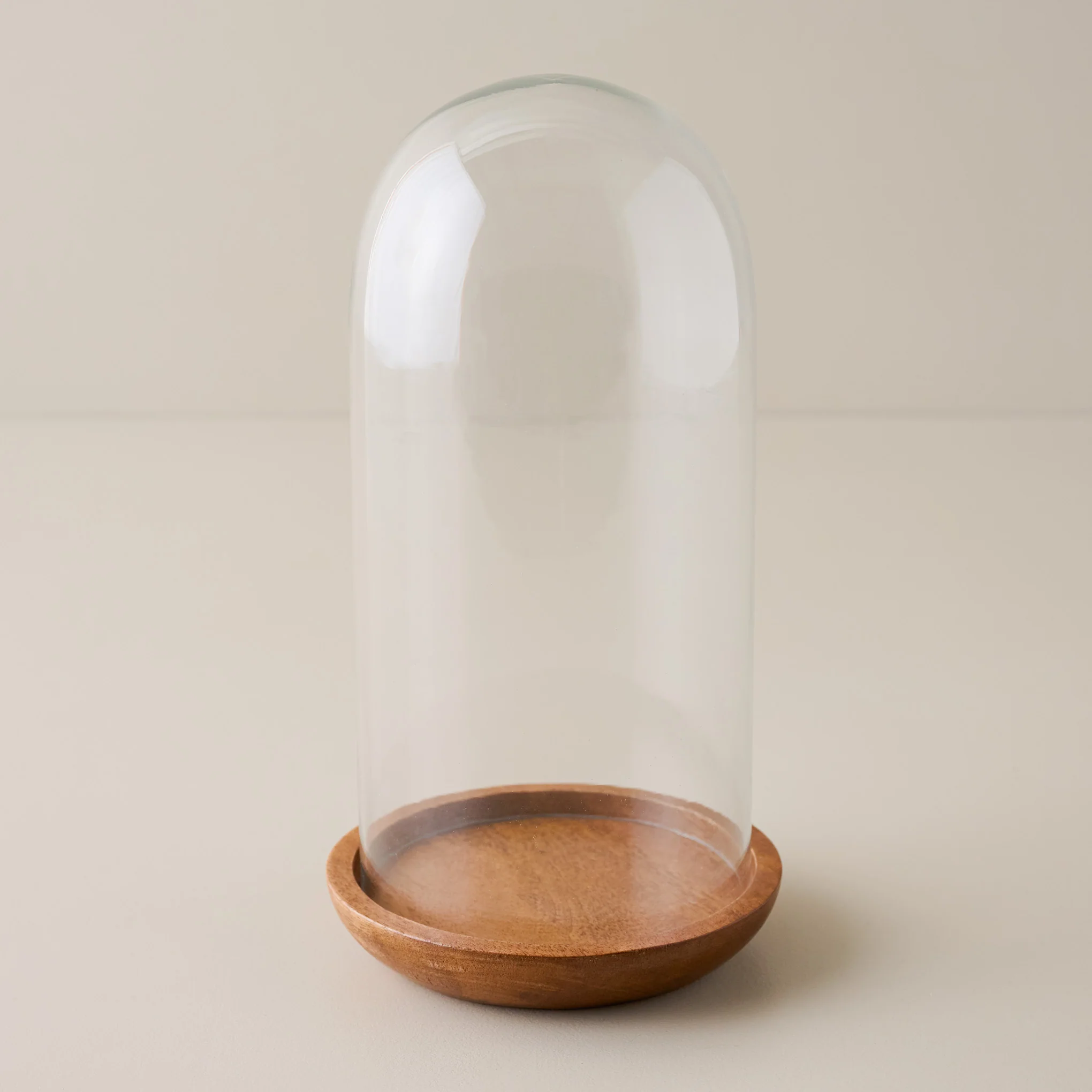 Glass Cloche with Wood Base