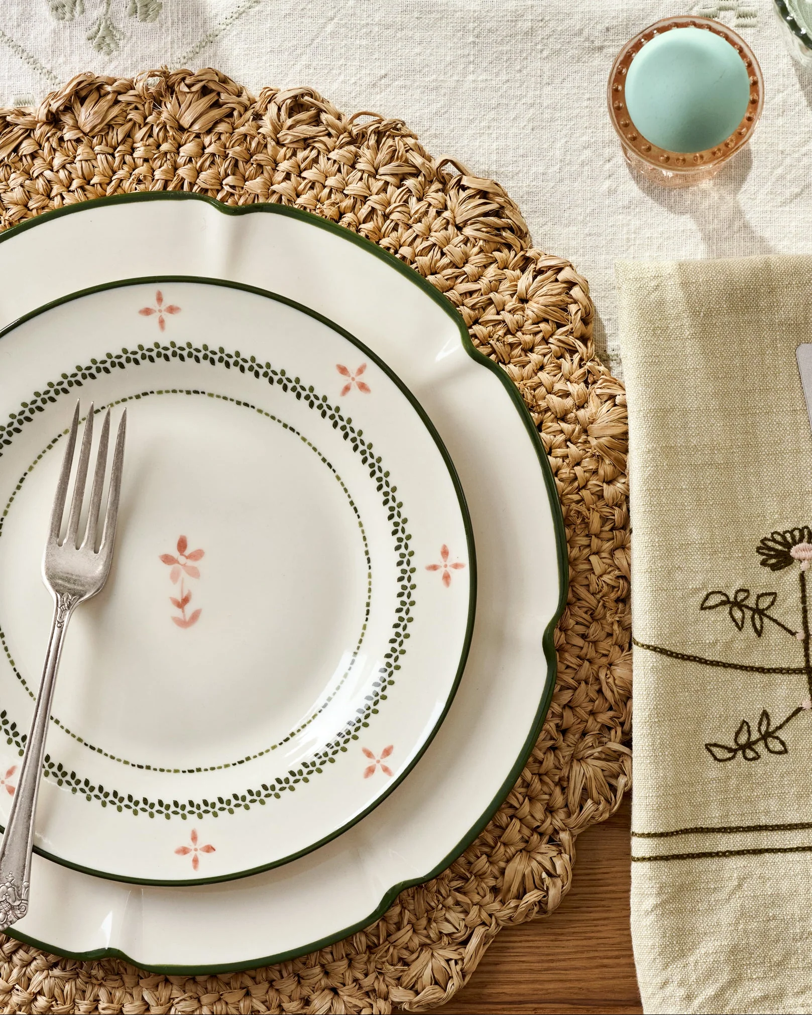 Green Luna Floral Salad Plate - Image 3