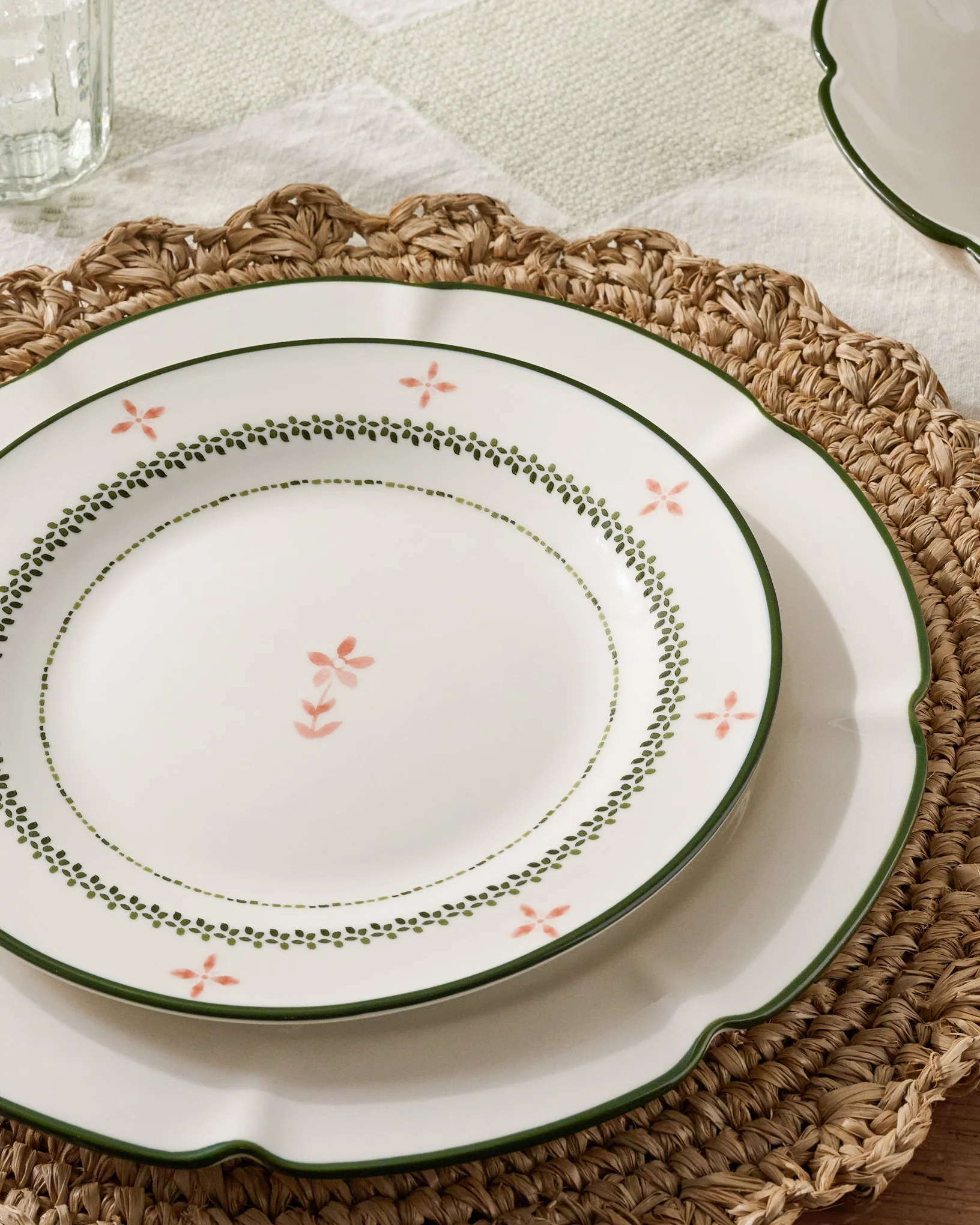 Green Luna Floral Salad Plate - Image 5