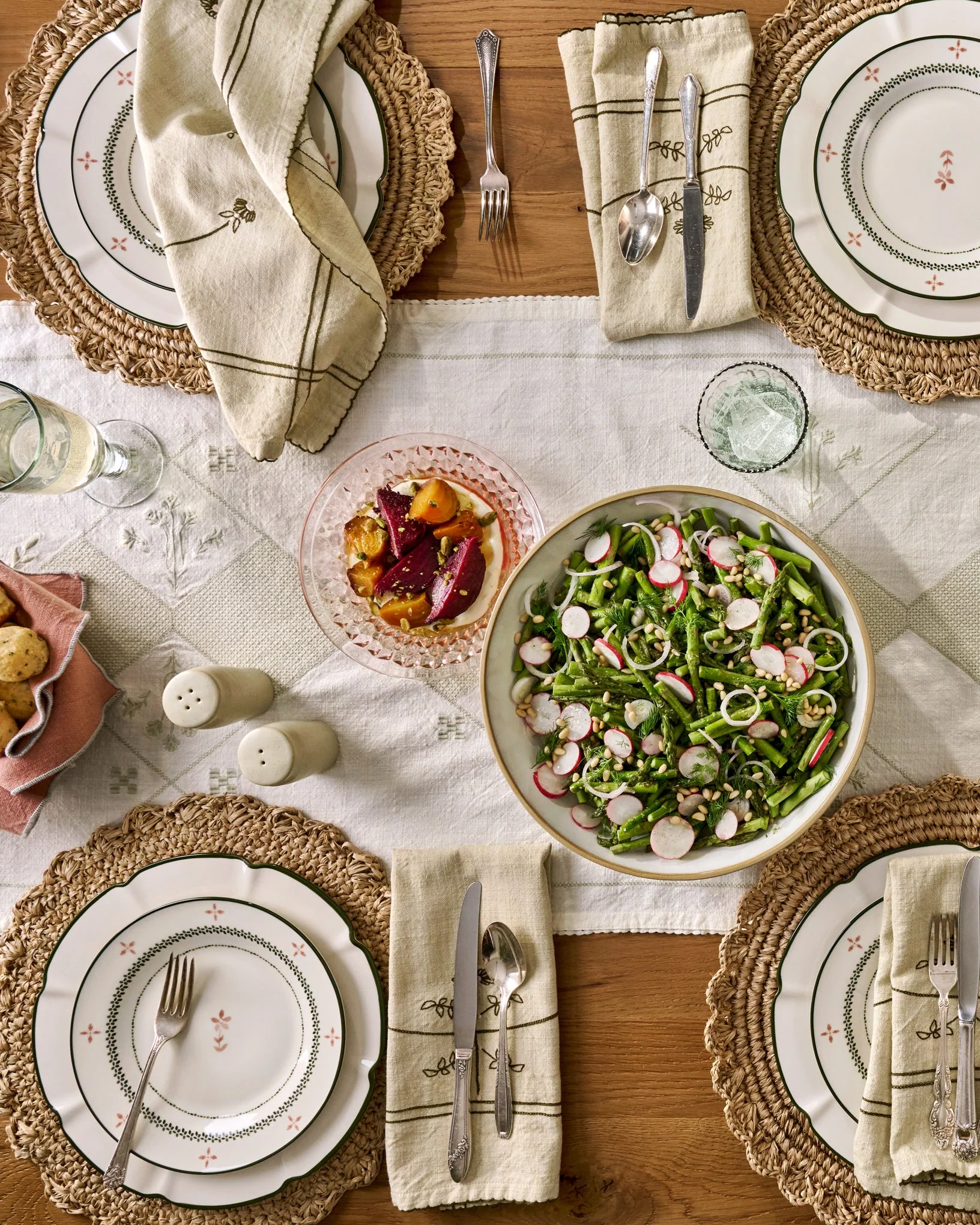 Green Luna Floral Salad Plate - Image 6