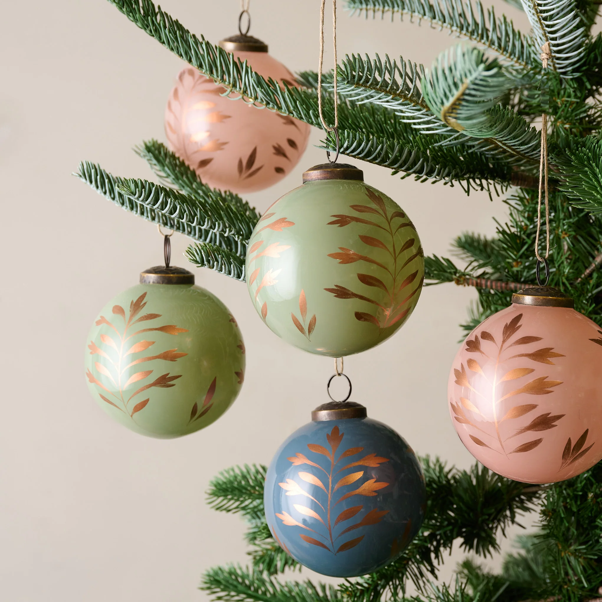 Hand-Painted Glass Ornament, Set of 6