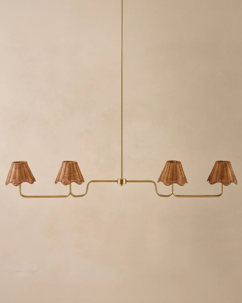 Lucinda Rattan Scallop Linear Chandelier