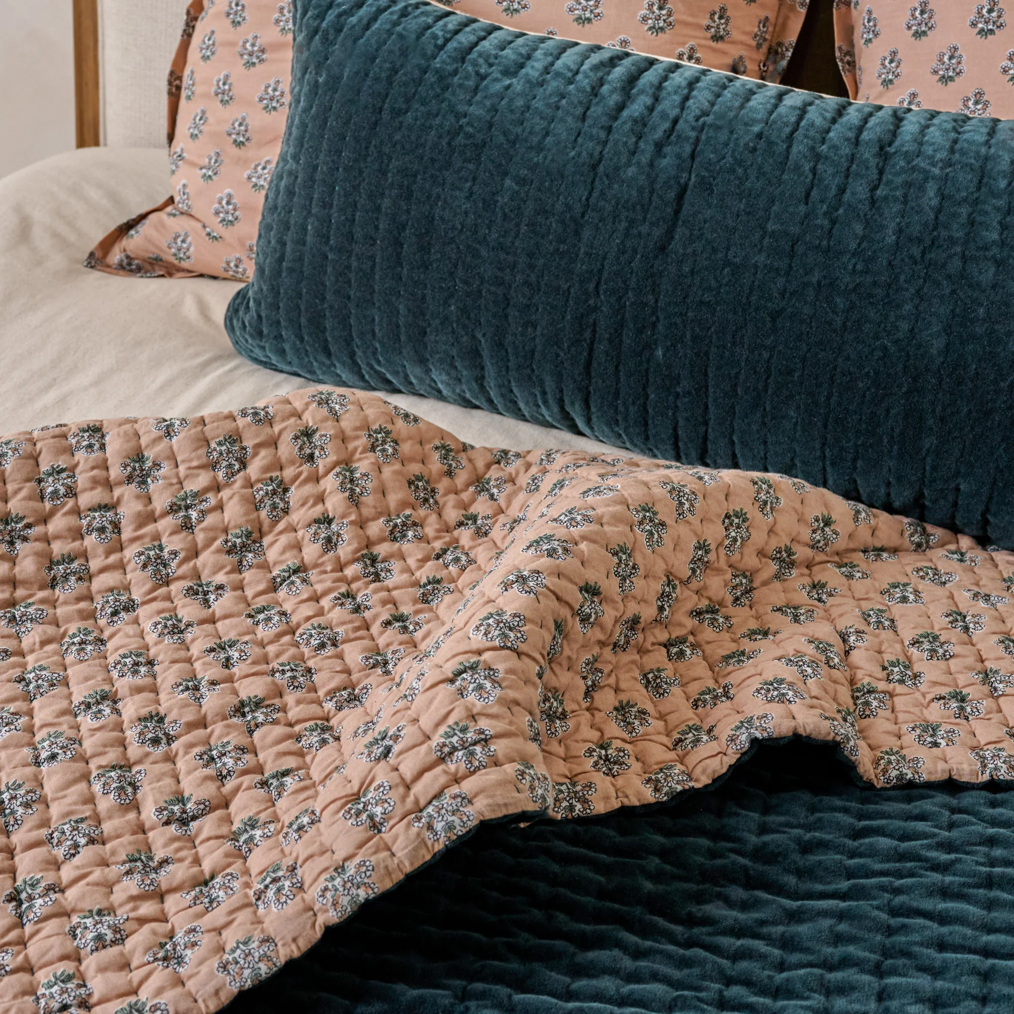 Magical Forest Audrey Velvet Block Print Quilt + Sham Set (King) - Image 2