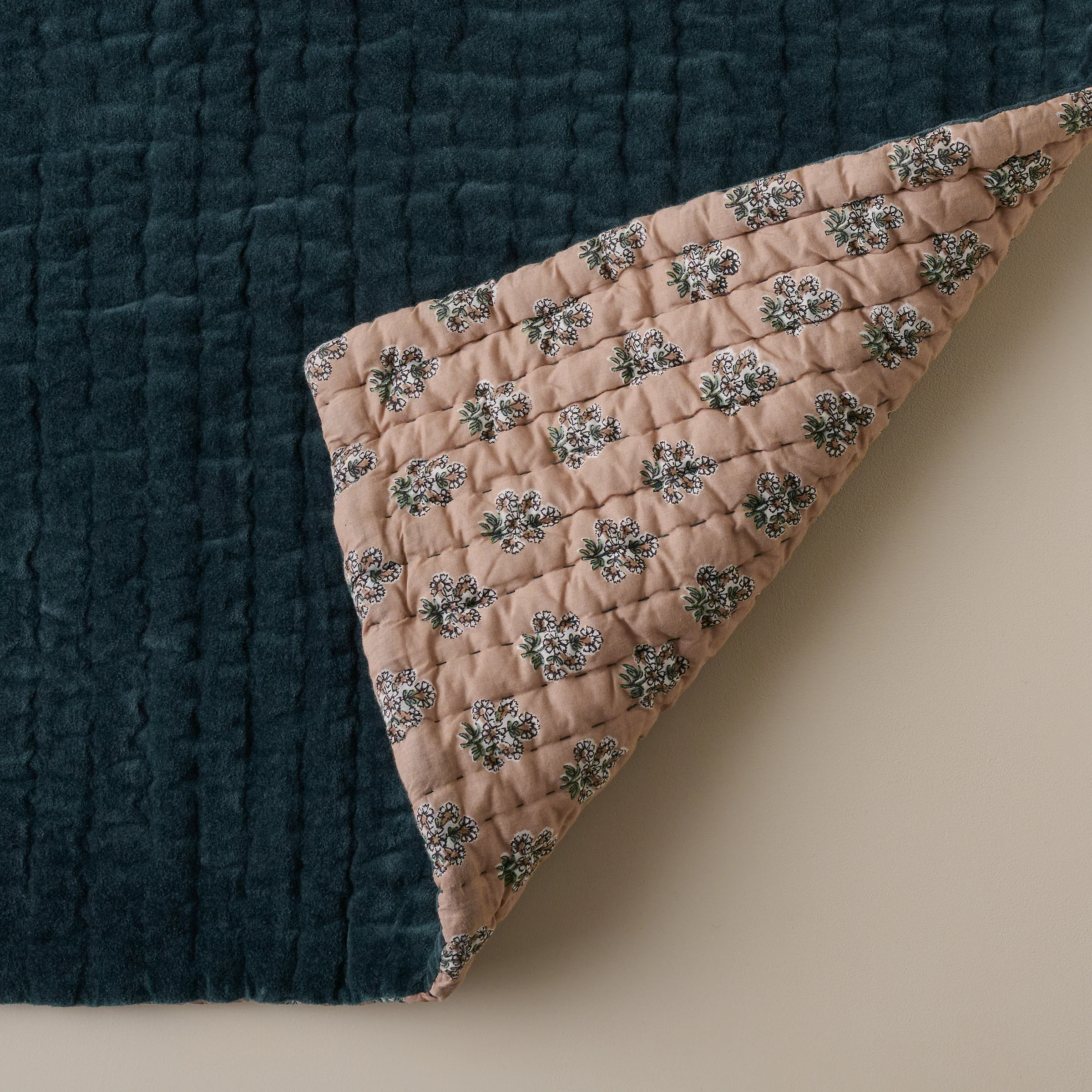 Magical Forest Audrey Velvet Block Print Quilt + Sham Set (King) - Image 5