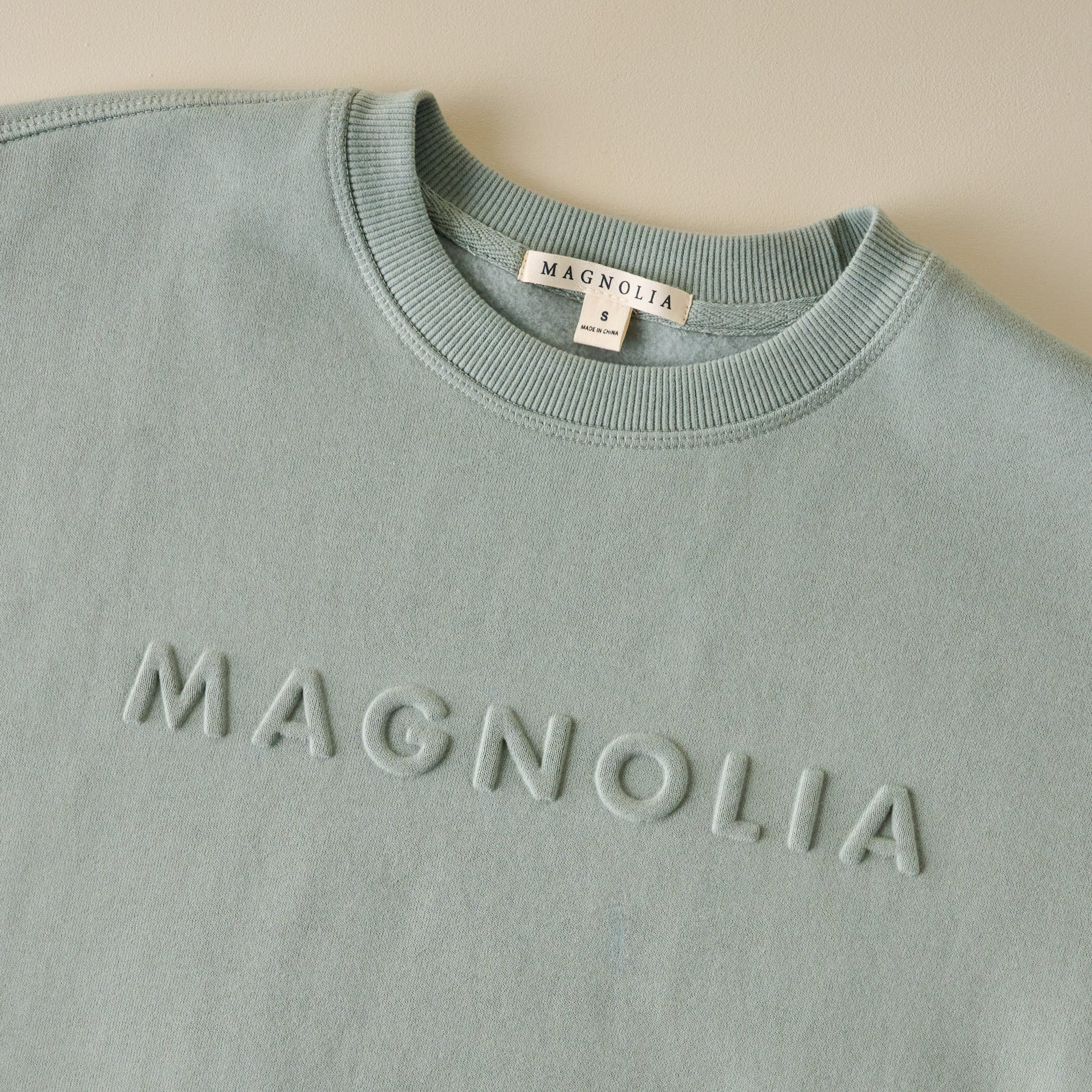 Magnolia Embossed Green Brushed Fleece Sweatshirt - Image 2