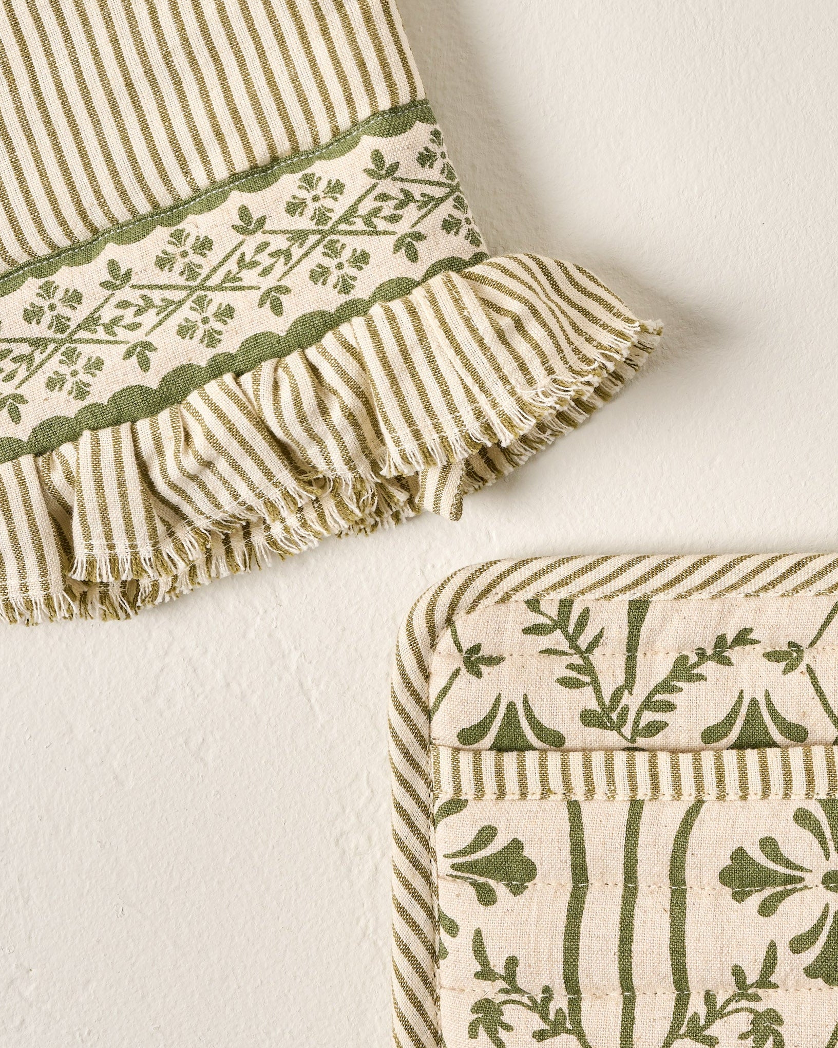 Magnolia Olive Pin Stripe Oven Mitt + Pot Holder Set - Image 3