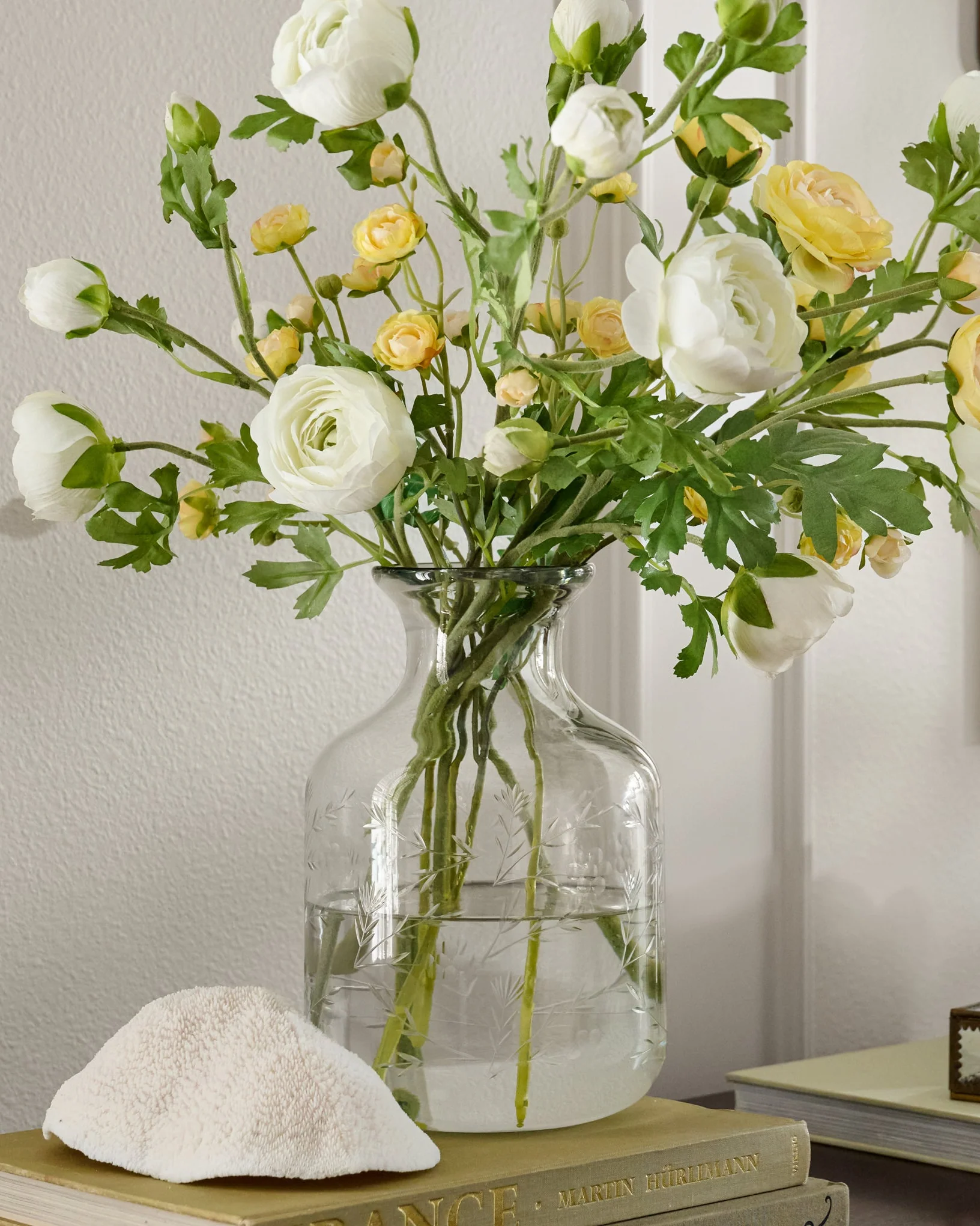 Mela Floral Etched Glass Vase