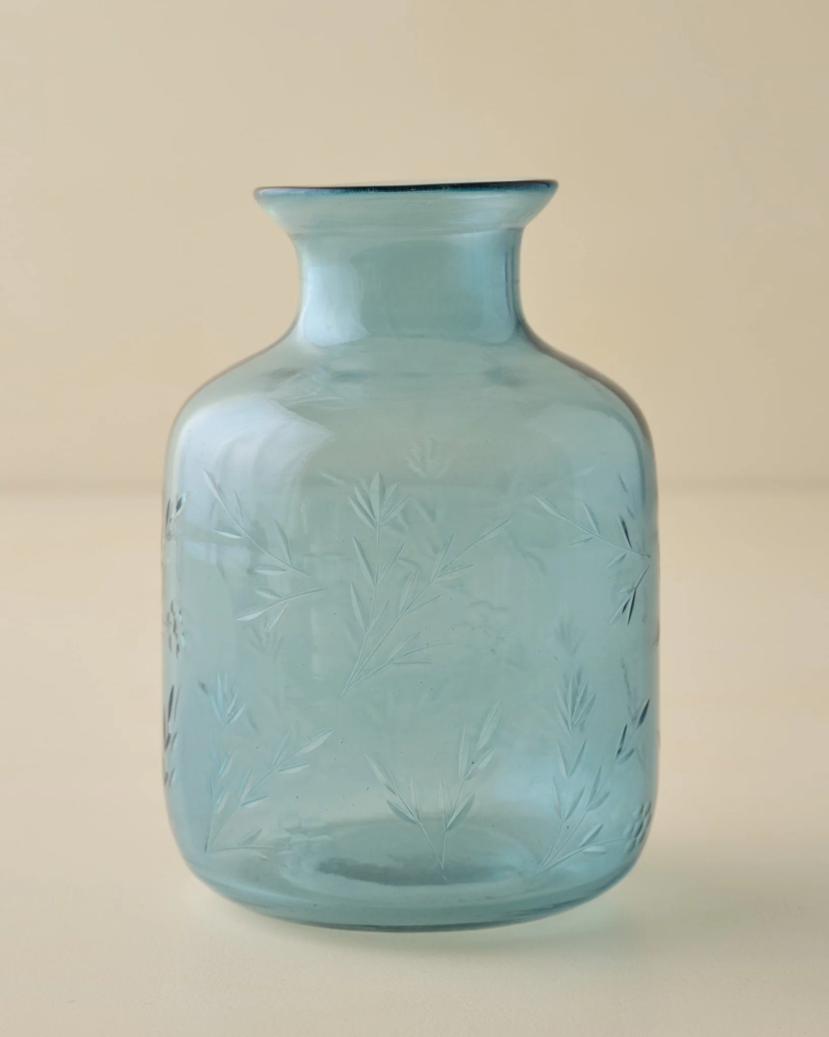 Nora Floral Etched Glass Vase