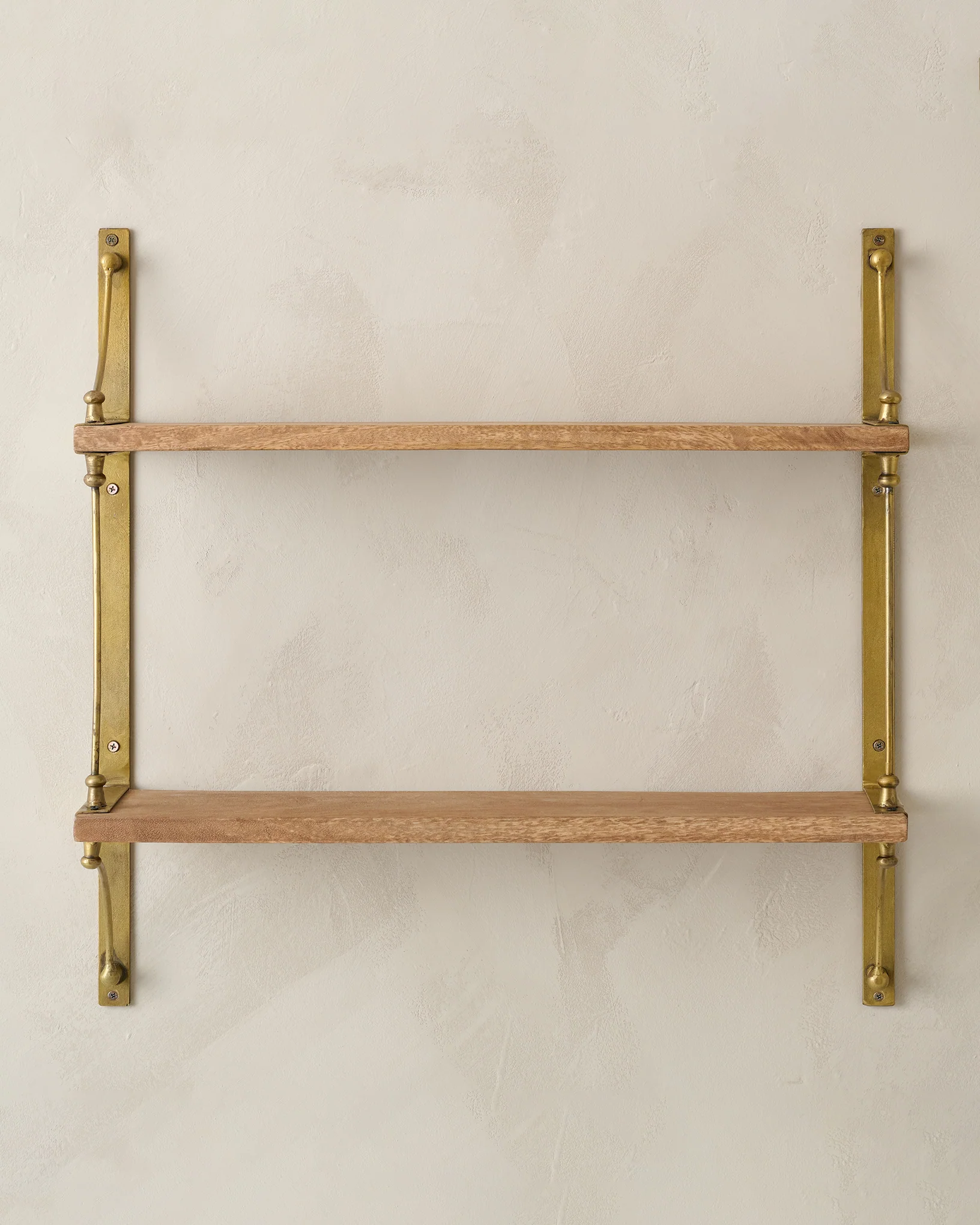 Double Parker Brass and Wood Shelf - Image 2