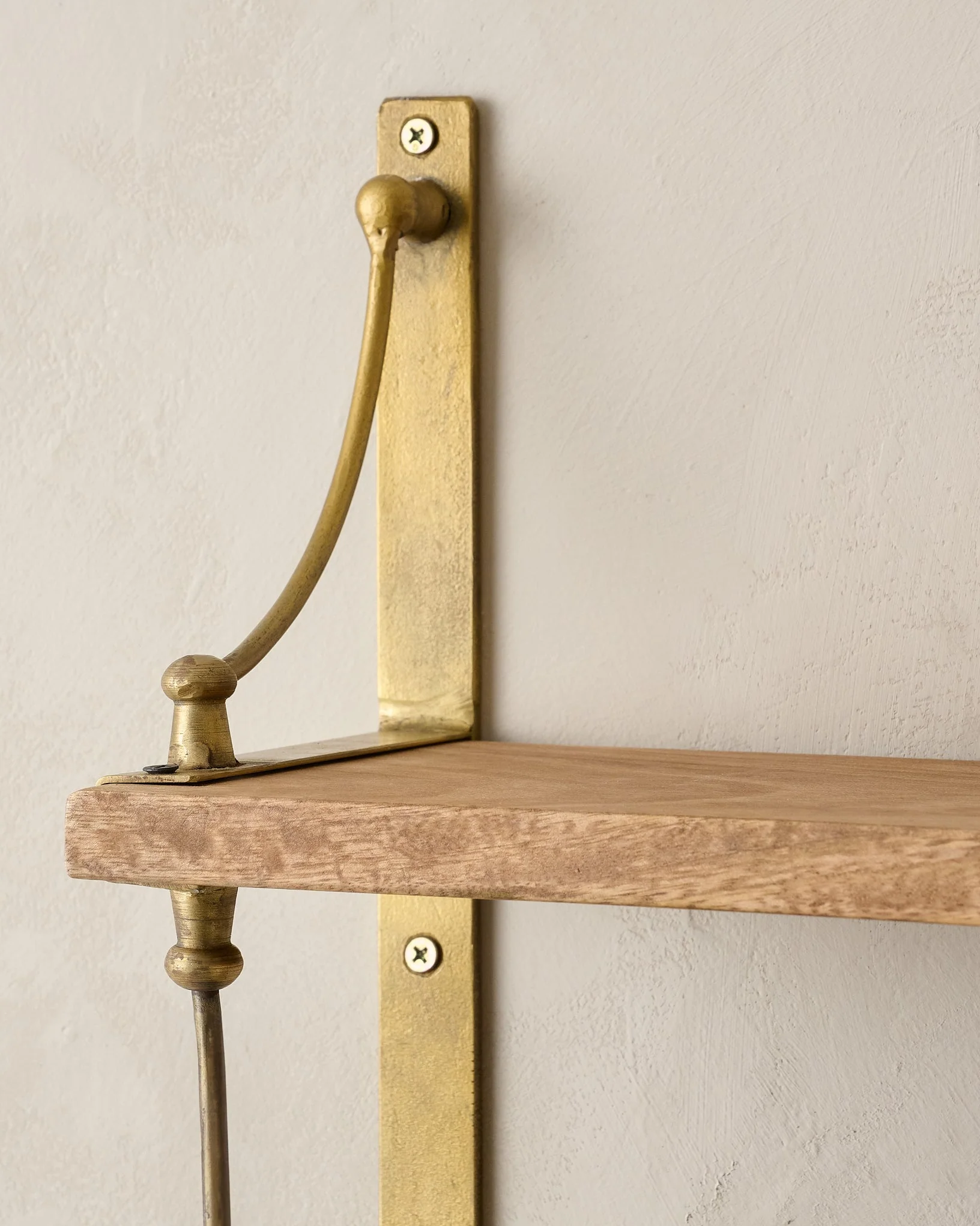 Double Parker Brass and Wood Shelf - Image 3