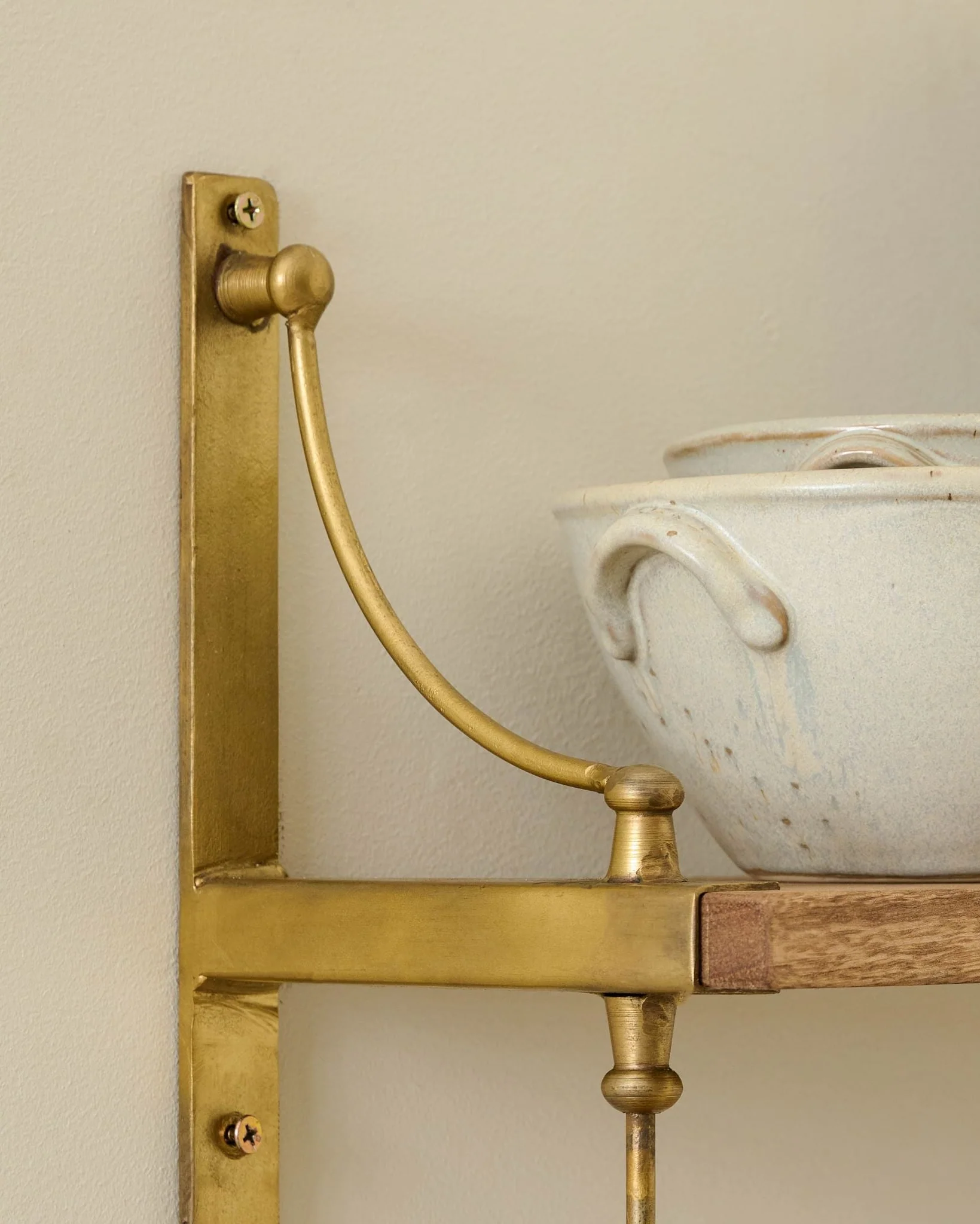 Double Parker Brass and Wood Shelf - Image 4