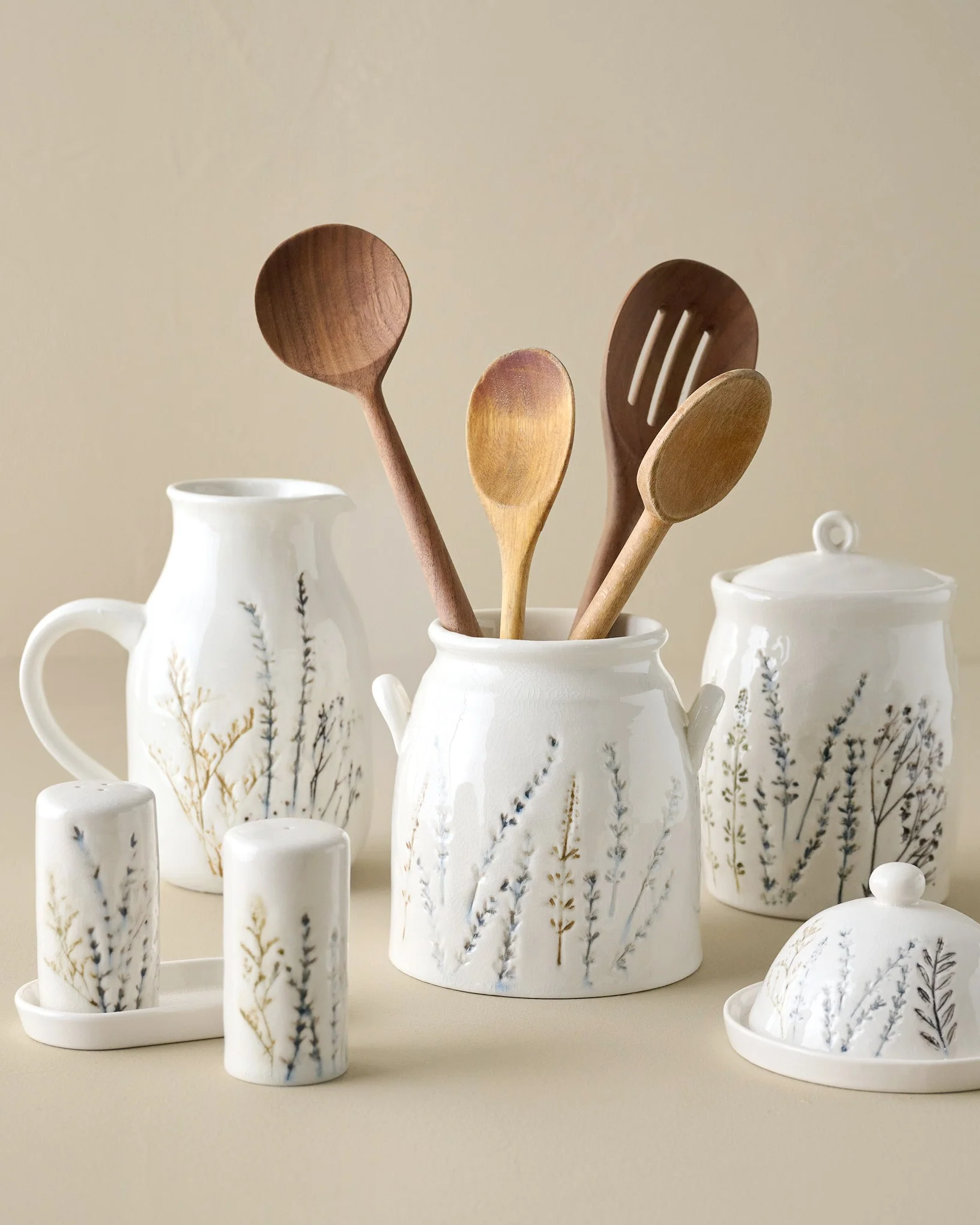 Pressed Floral Utensil Crock - Image 4