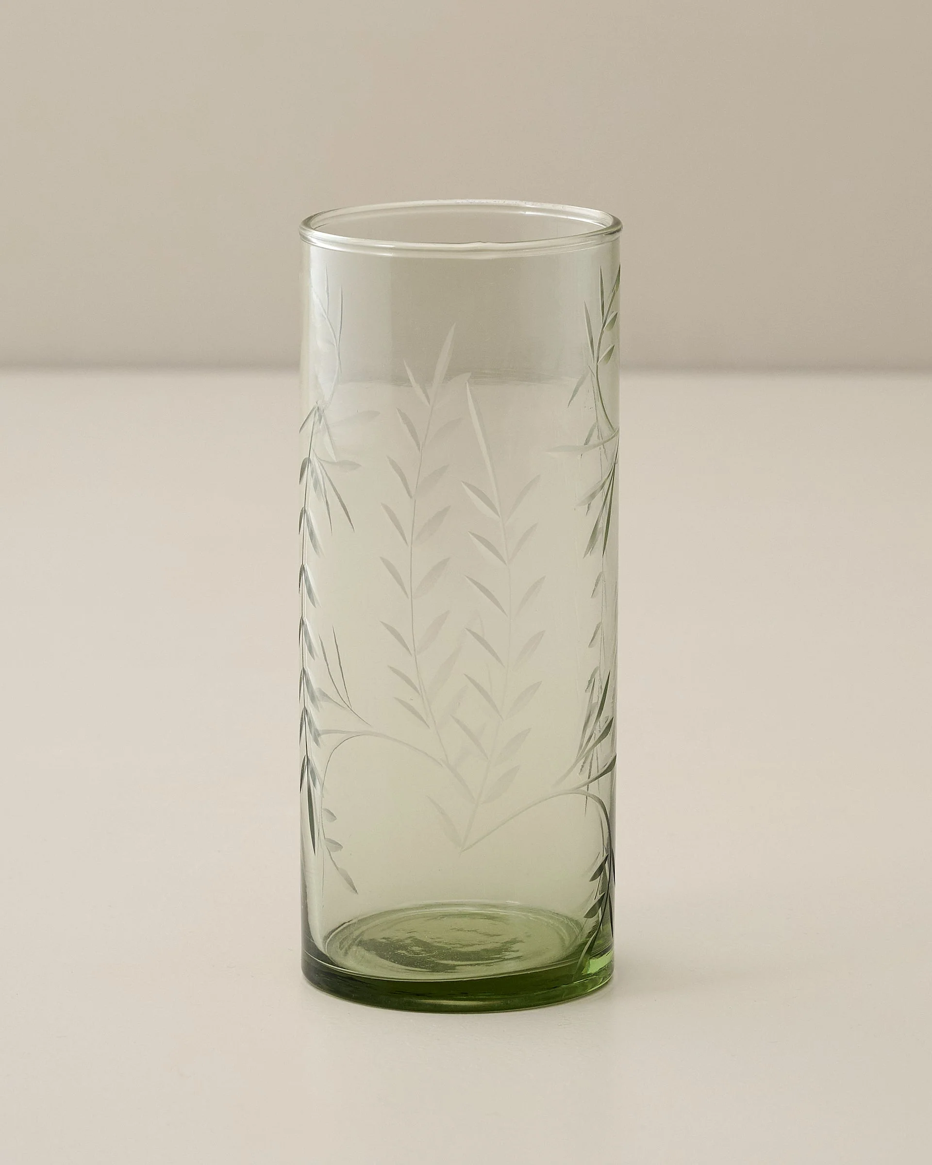 Recycled Etched Glass Tumbler, Green - Image 3